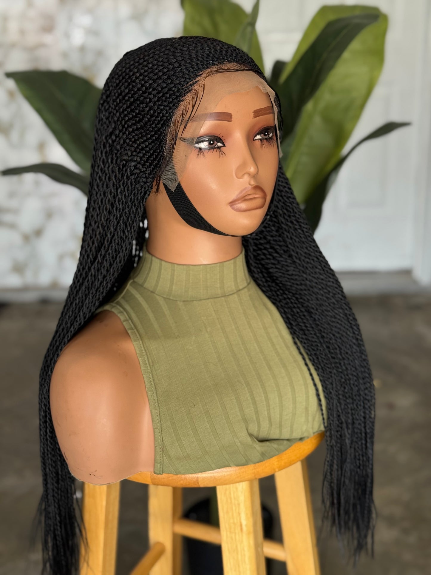 Frontal braided cornrow Glueless wig ready to ship,This is a 20/22 inches color 1b wig