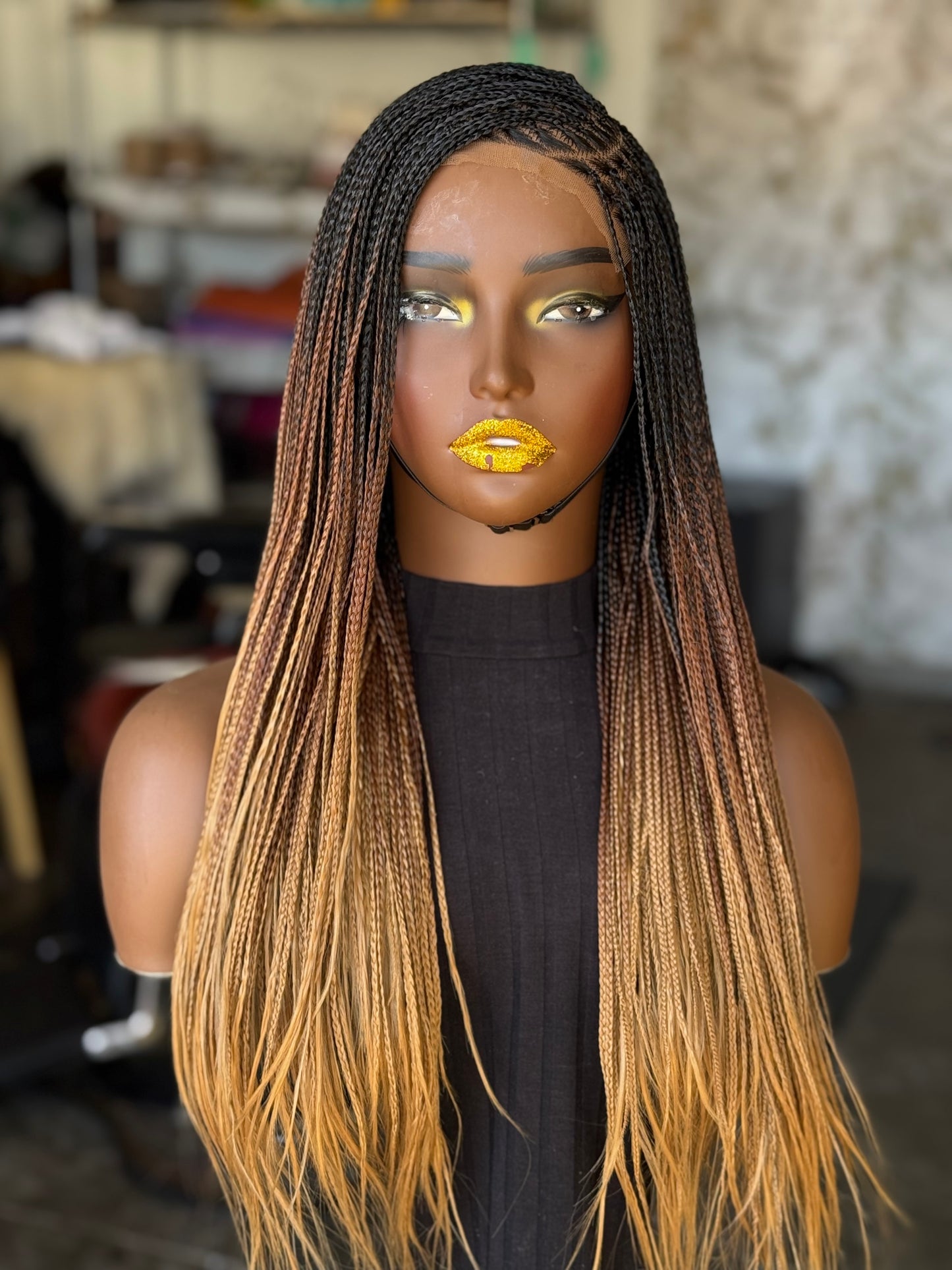 Hand Made Bone Straight Wig: 18-20" Side Part Style