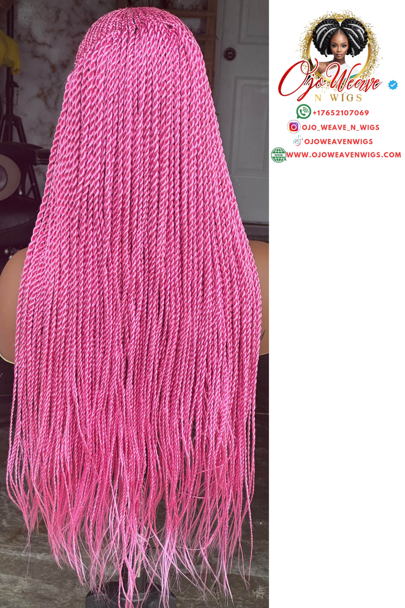 Ready to Ship: Shilo Unit Pink Frontal Wig Braided Wig 26 Inches