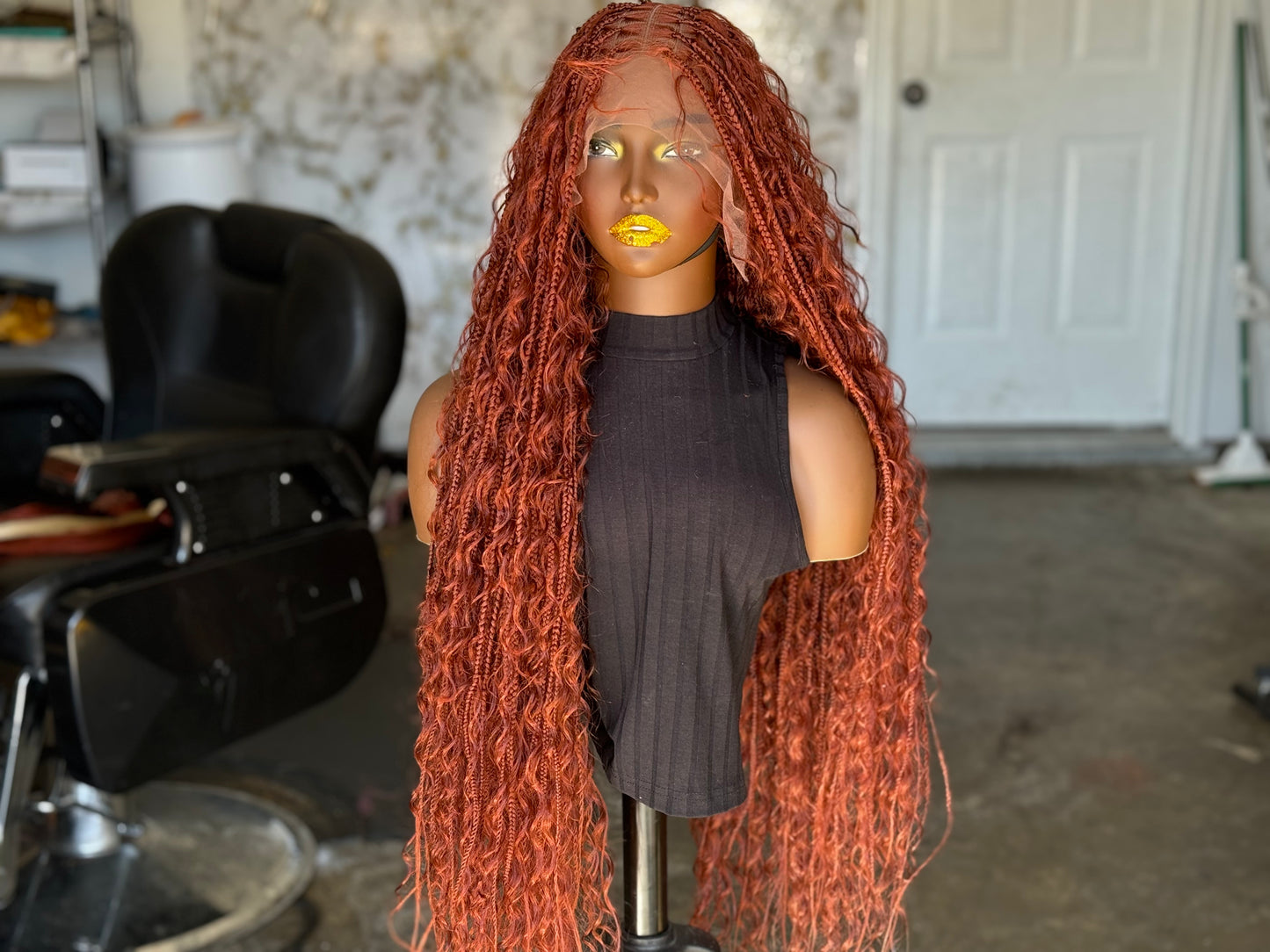 Full Lace Boho Wig | 35-Inch Ready-to-Ship | Stunning Burgundy
