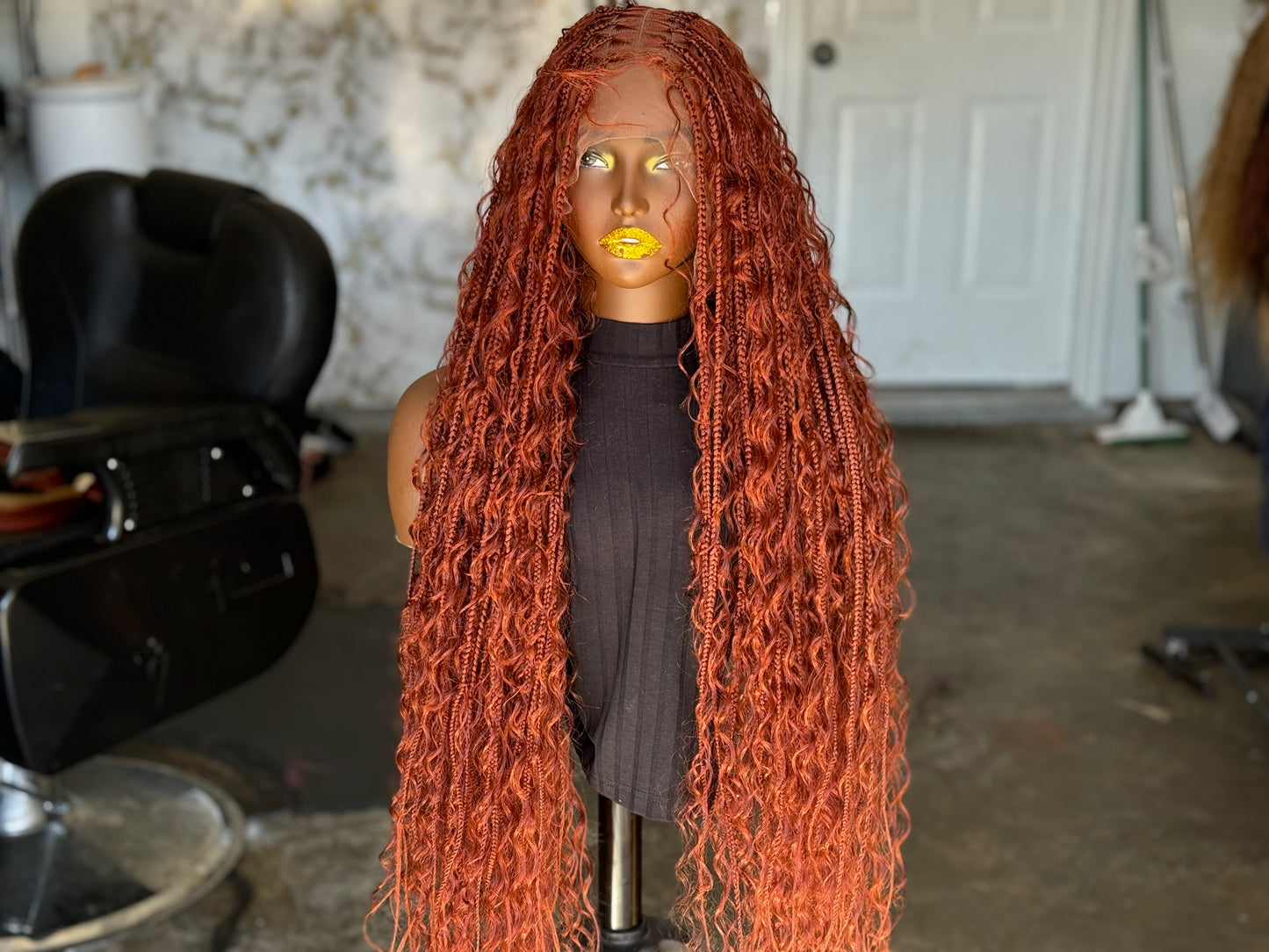 Full Lace Boho Wig | 35-Inch Ready-to-Ship | Stunning Burgundy