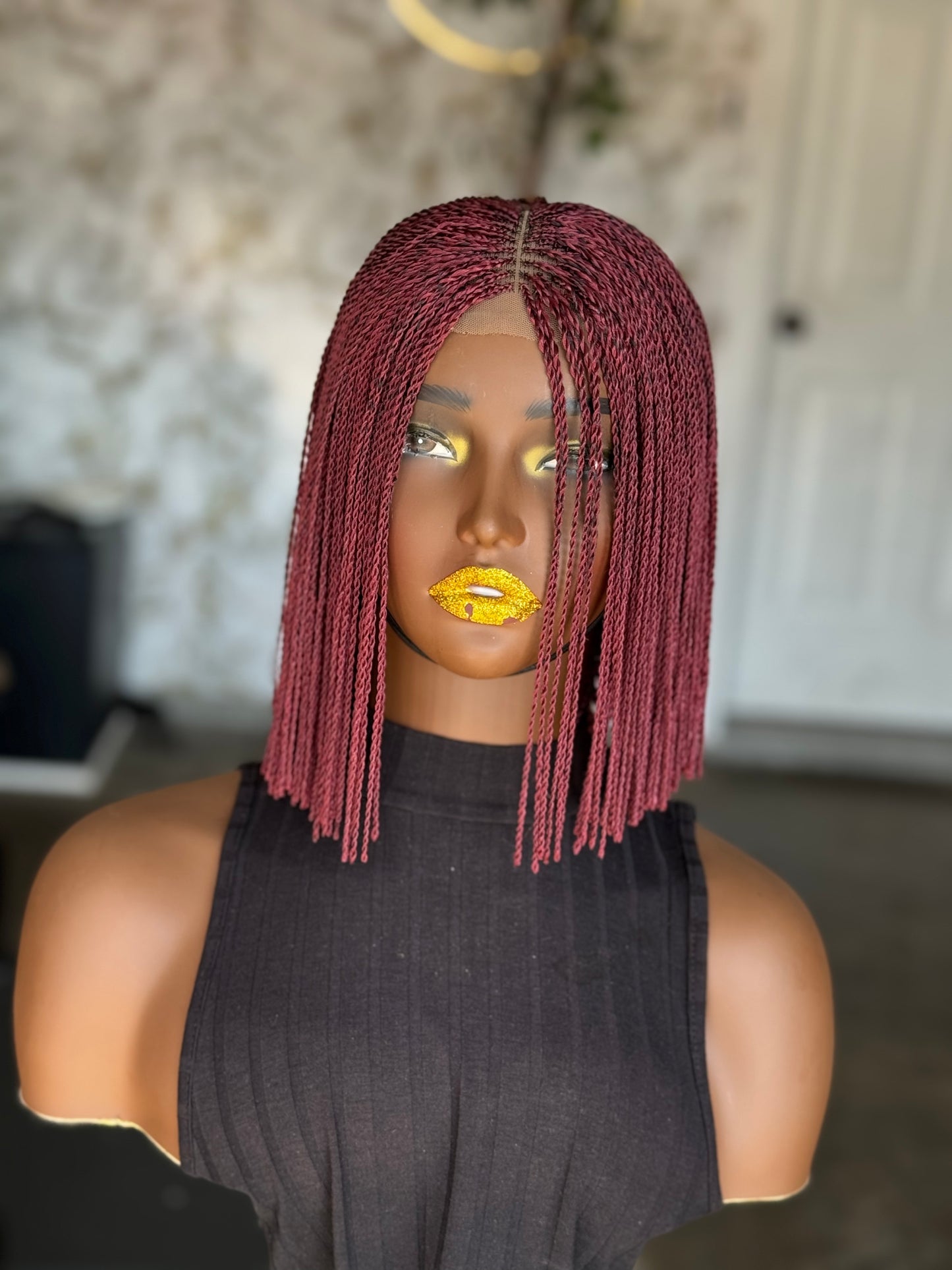 Cool Burgundy Bob Wig | 10-Inch Ready-to-Ship Glueless Closure