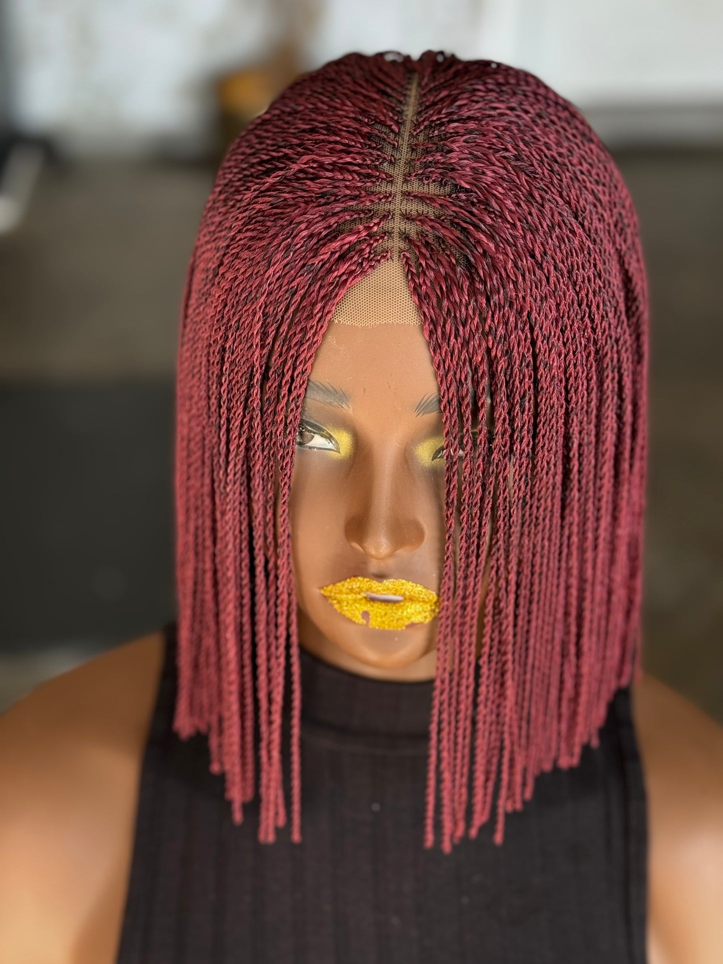 Cool Burgundy Bob Wig | 10-Inch Ready-to-Ship Glueless Closure
