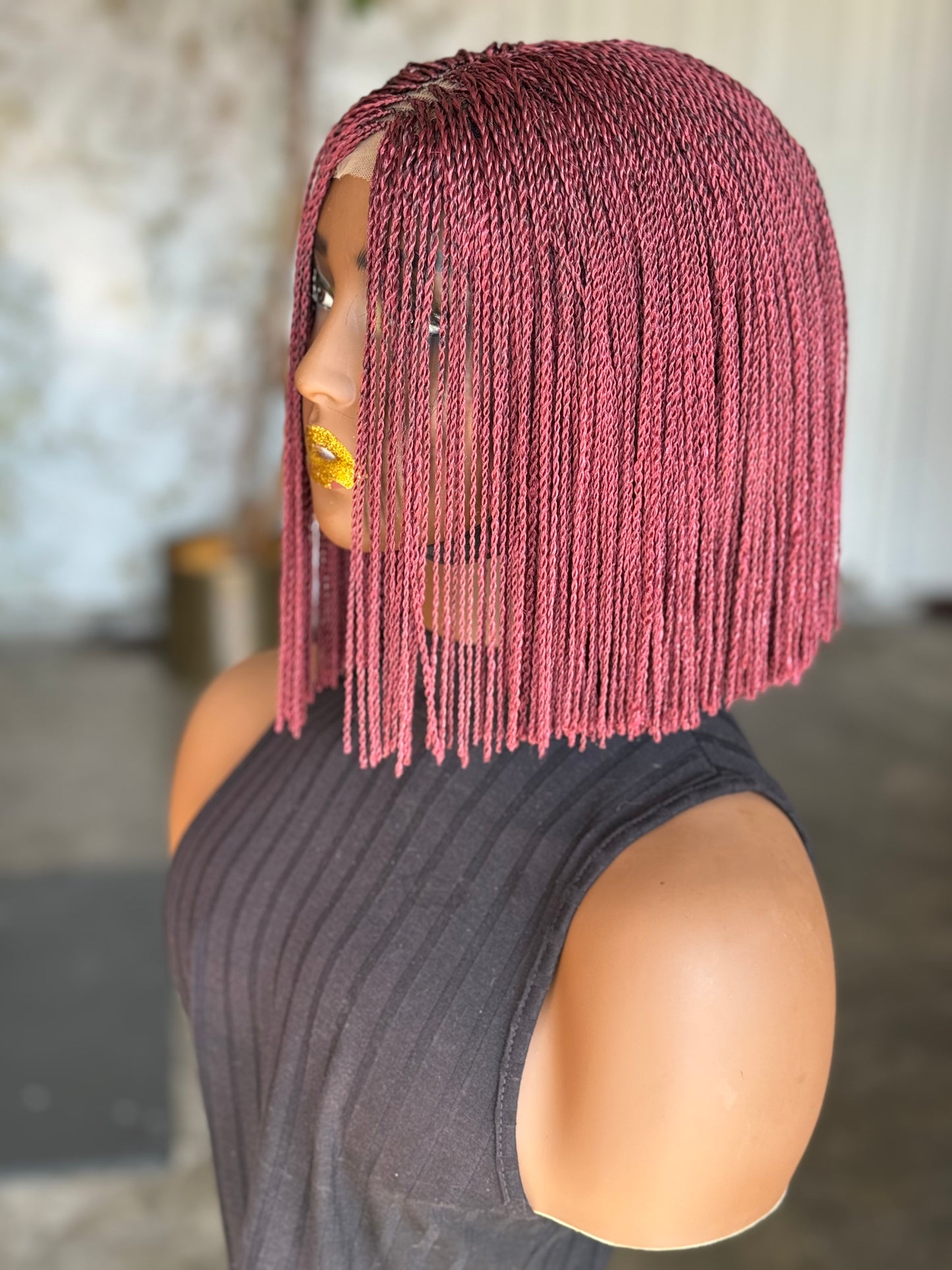 Cool Burgundy Bob Wig | 10-Inch Ready-to-Ship Glueless Closure