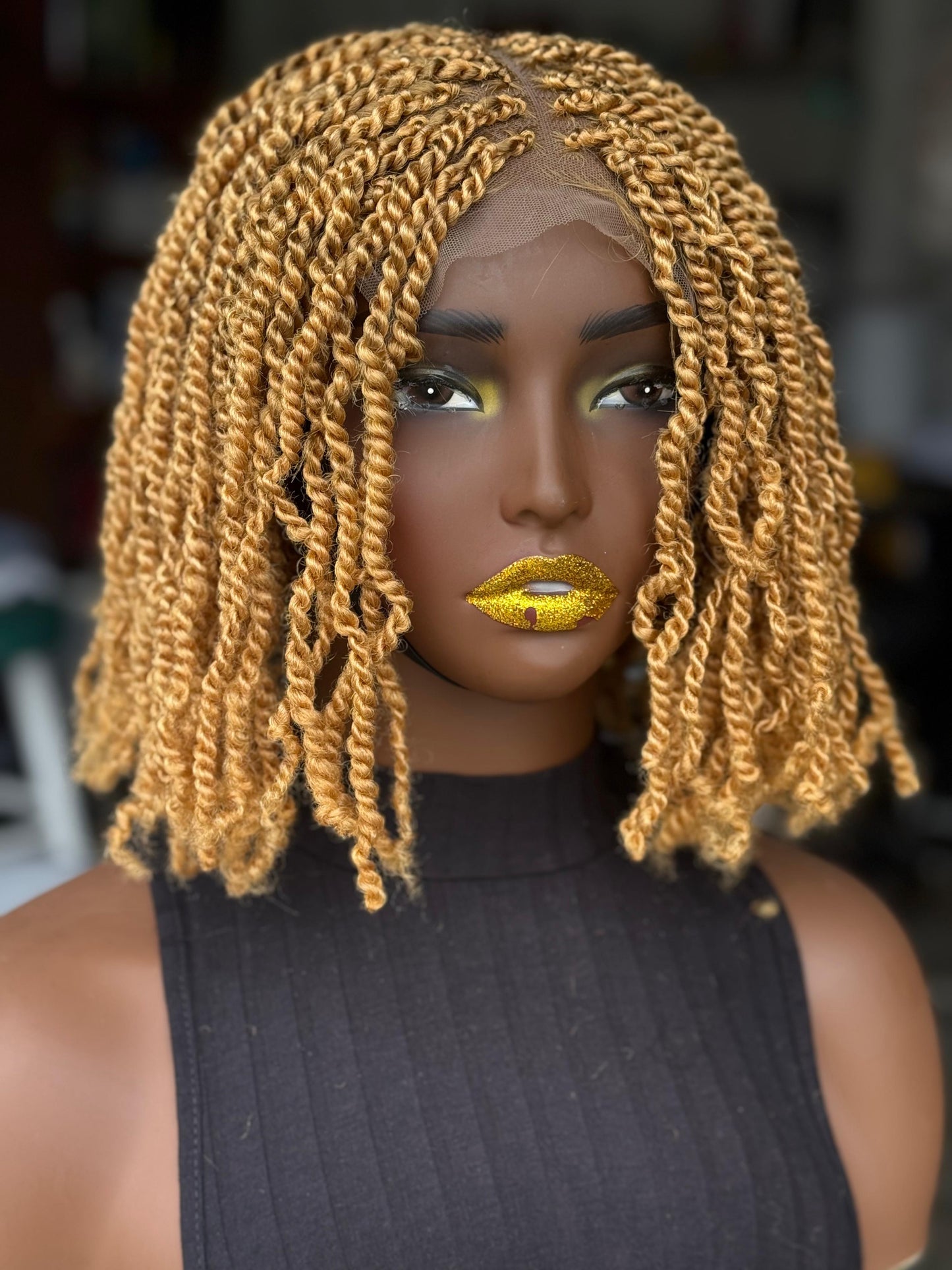 Kinky Twist Closure Wig | 8/10 Inch Ready-to-Ship | Color 27