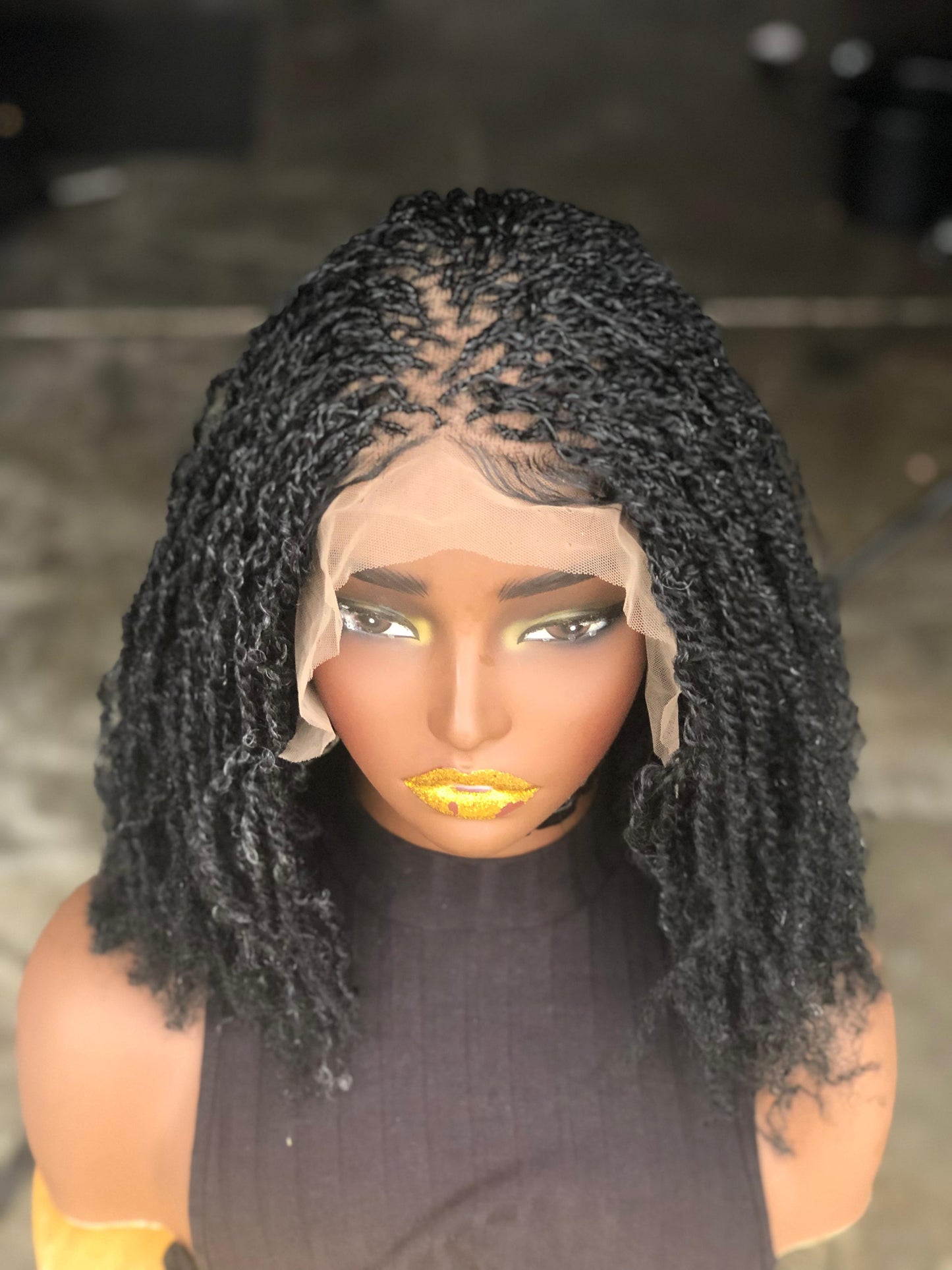 Sister Locs Frontal Wig | 10/12 Inch Ready to Ship | Black with Grey Mix