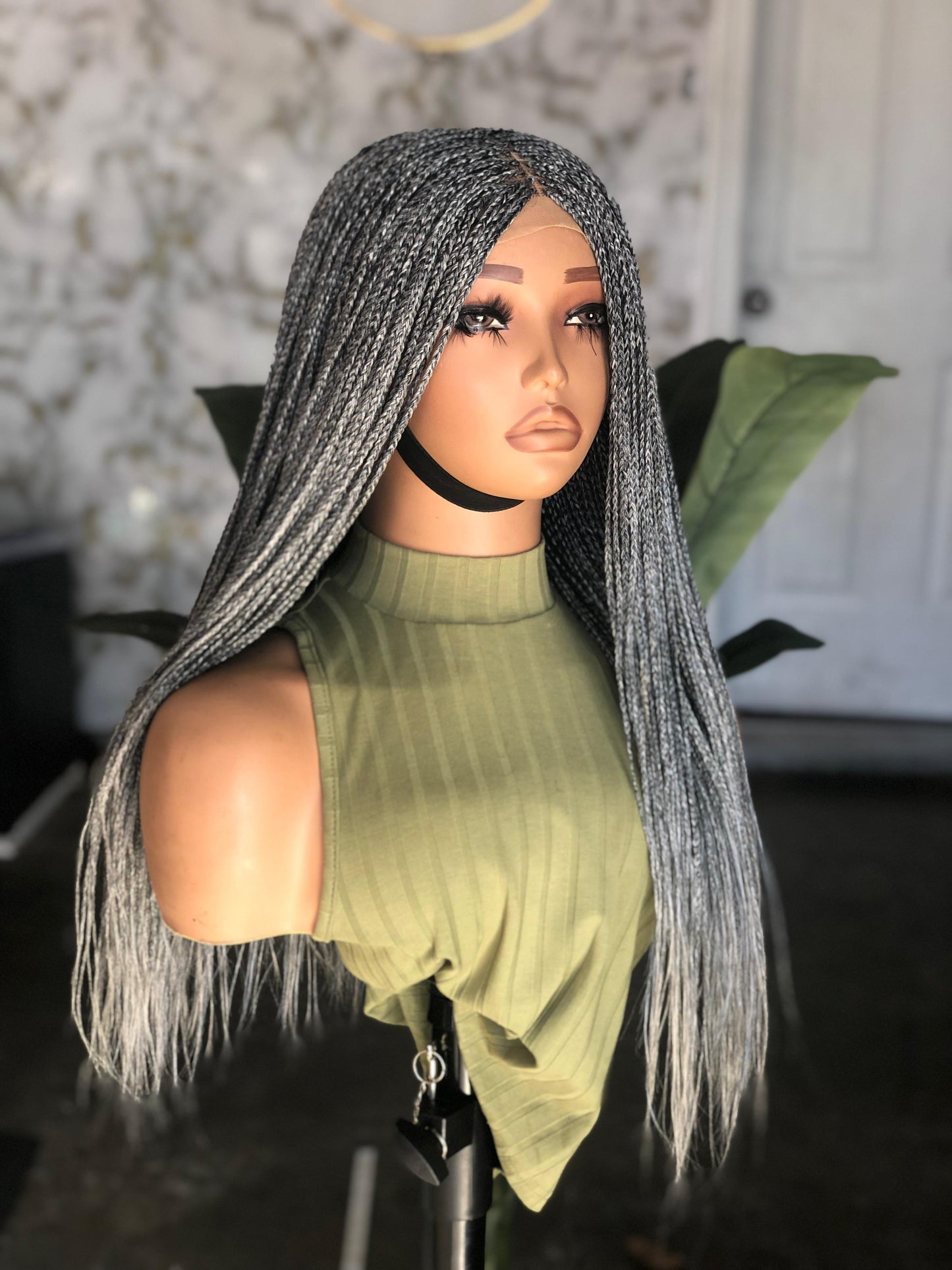 Salt & Pepper Micro Unit | 20-22 Inch Closure Wig | Made to Order