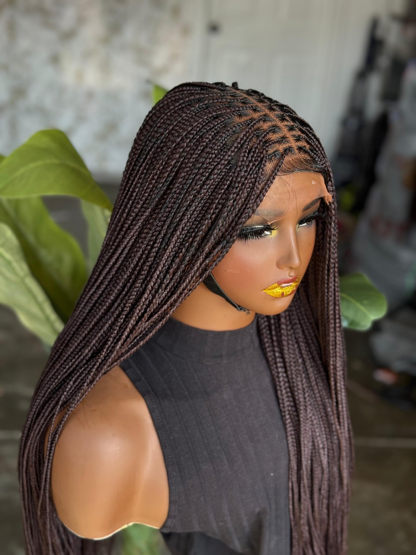 26 Inches Glueless Closure Knotless Braids Color 33 Ready To Ship