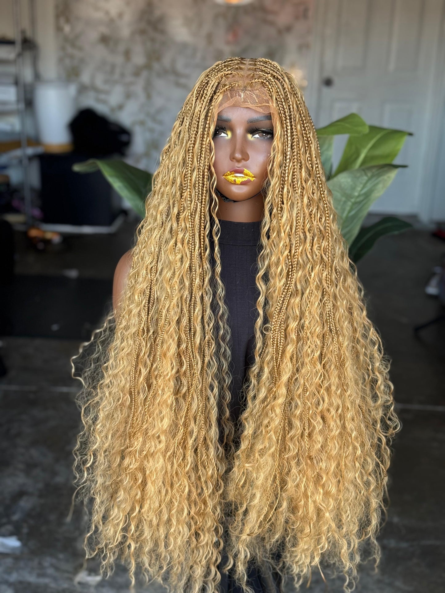 26" Boho Synthetic Frontal Wig – Color 27 Honey Blonde Made to Order