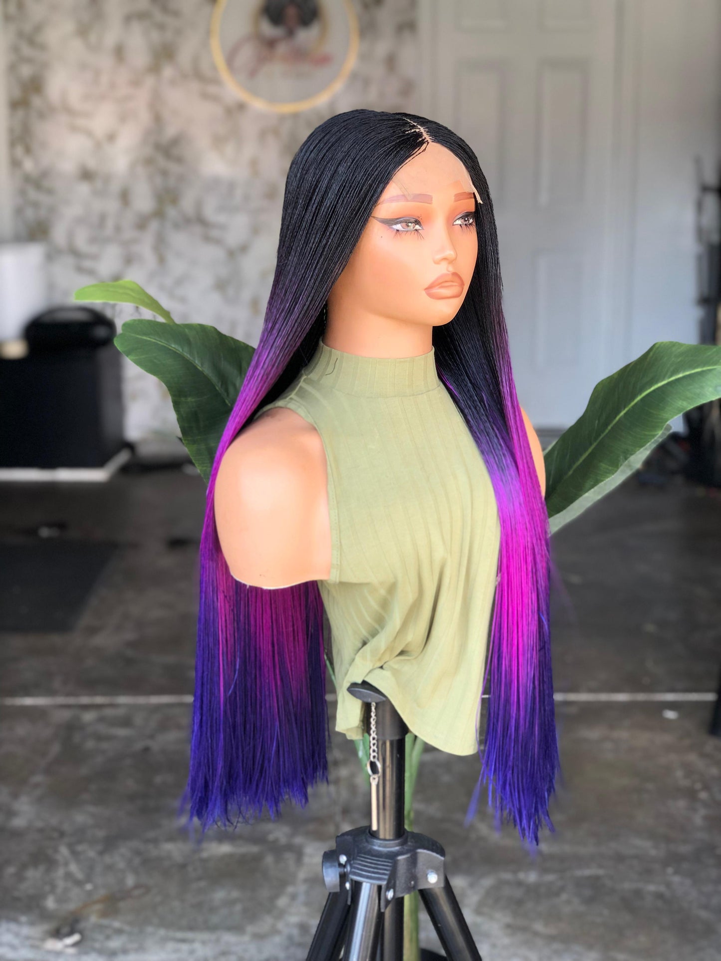 Made to Order: 26-28" Million Braids Nano Wig – 4x4 Glueless Closure