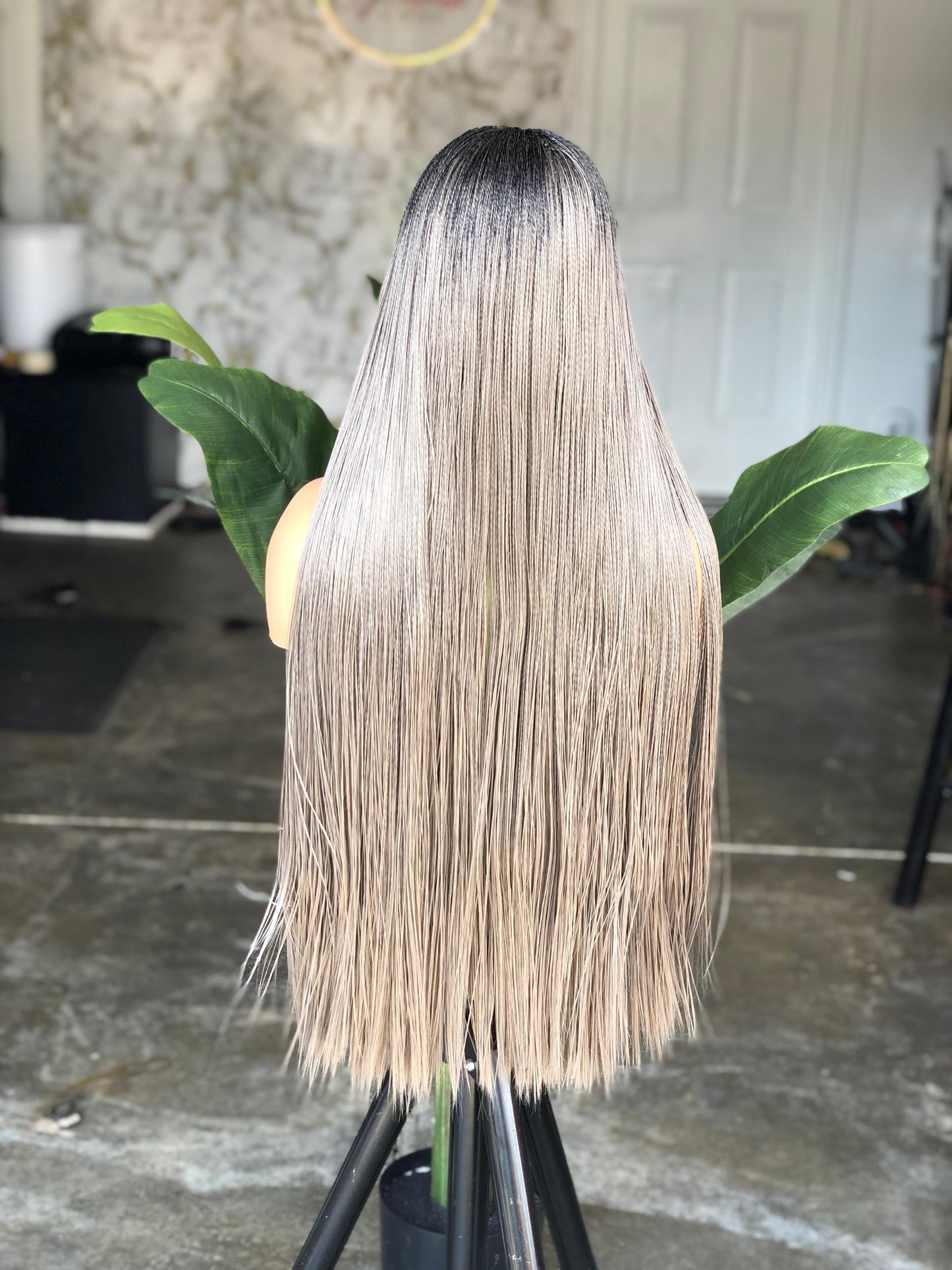 Ready to Ship: 26-28" Salt & Pepper Nano Braid Wig – 2x6 Glueless Closure