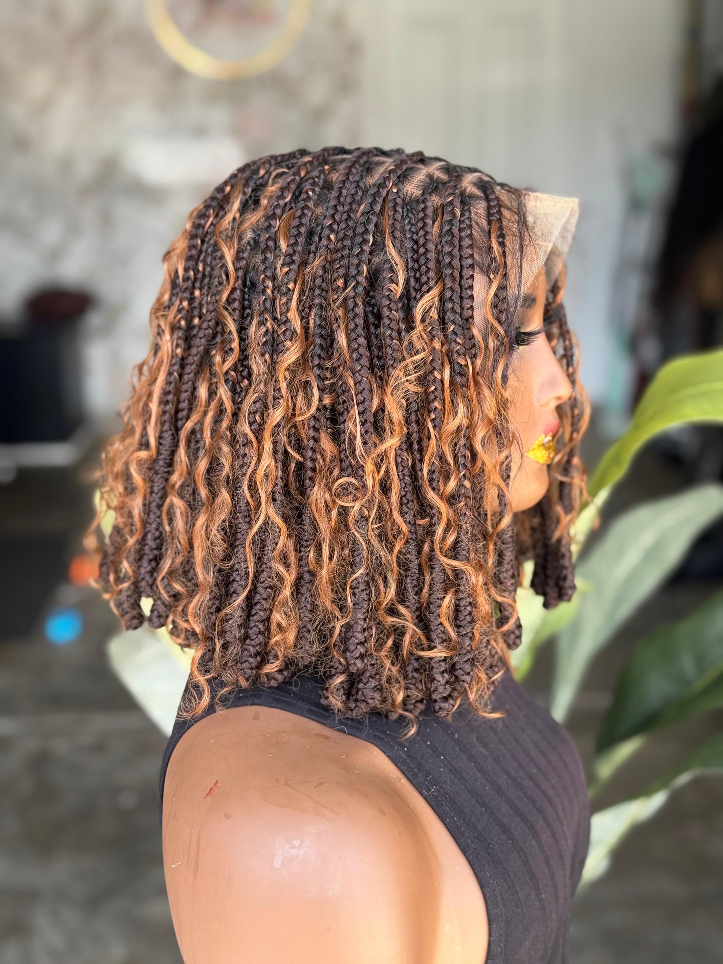 Preorder: 12" Full Lace Braided Wig – Color 33 with Color 30 Curls