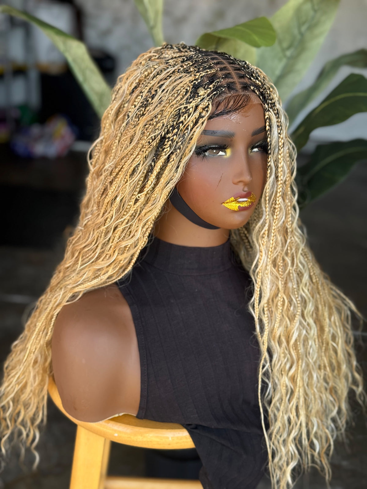 Ready to Ship 18"/20" Boho Braids Glueless Closure Wig | Cap Size 22" (Color 613/#27 Mix)