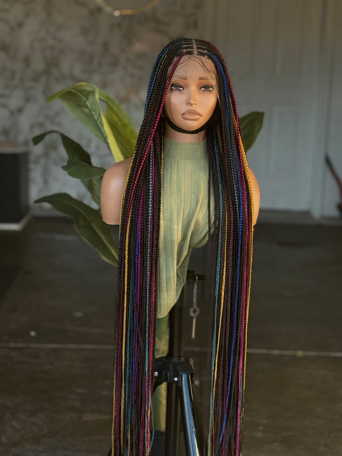 Ready to Ship 40" Multi-Color Knotless Braids Full Lace Glueless Wig