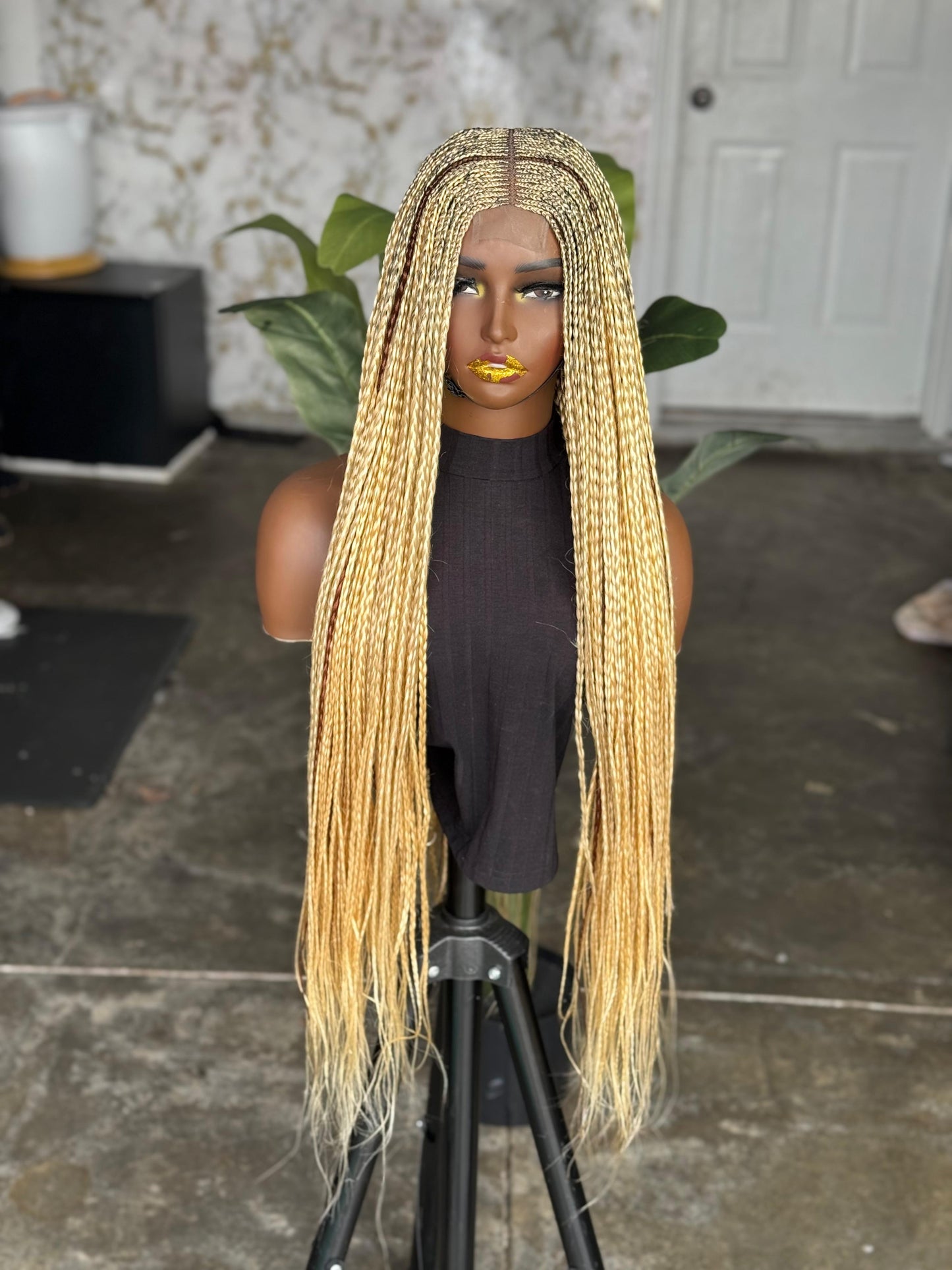 Pre Order: Closure Loose Braids Cornrow Wig 28/30 Inches Human Lace