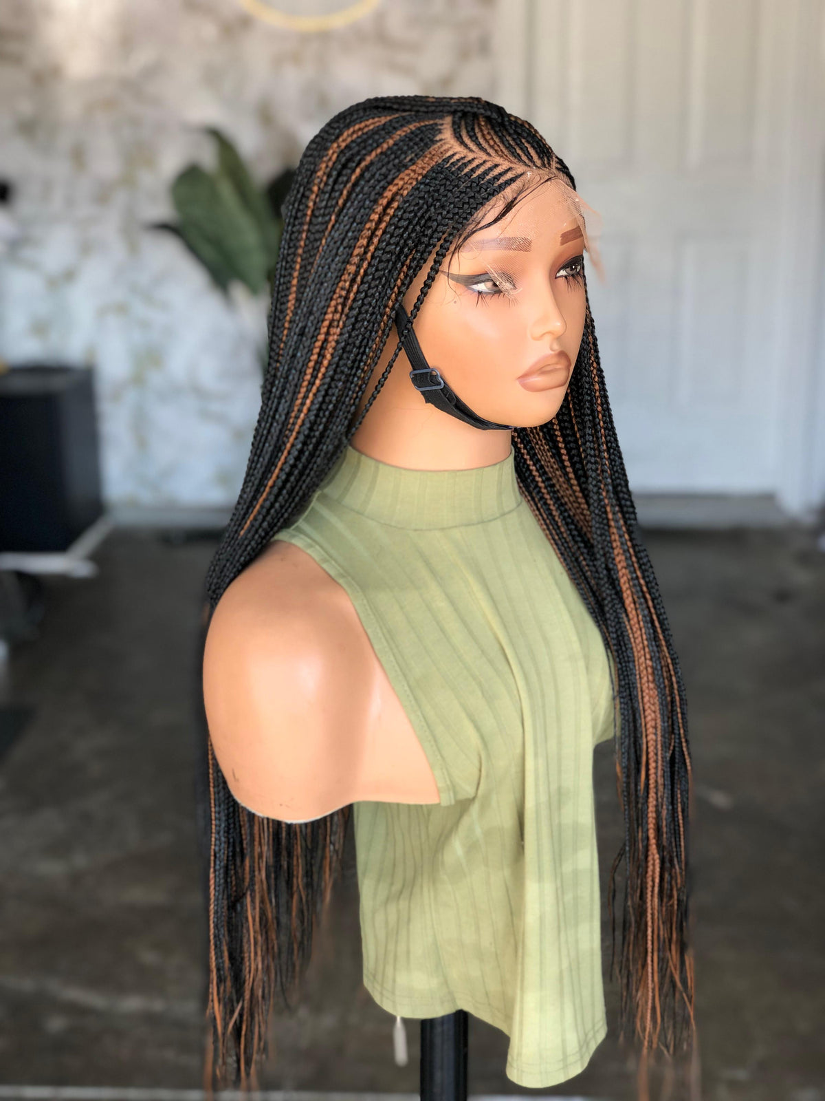 Made to order Closure Glueless Cornrow Wig | 22"/24" Inches