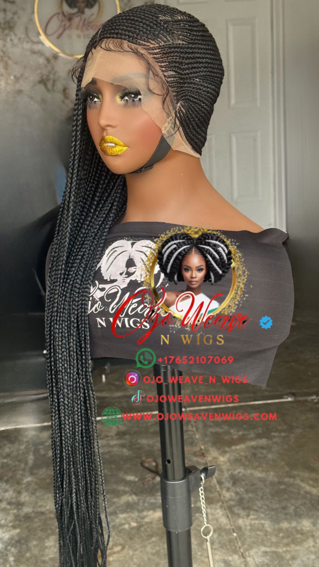 Full Lace Lemonade Braids - 26/28 Inches, 1B, Human Hair Base Ready to Ship