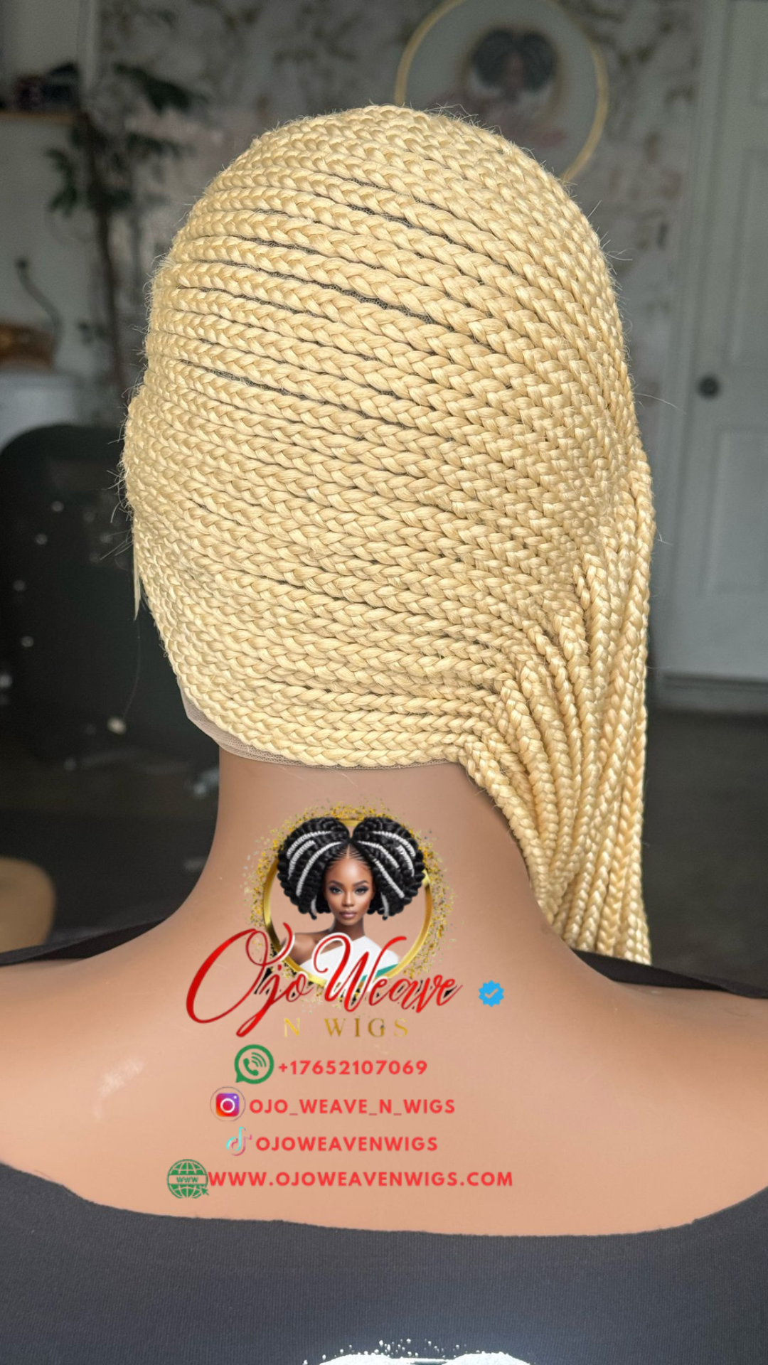 Human Hair Blonde Lemonade Braids - Full Lace, 26/28" - Ready to Ship