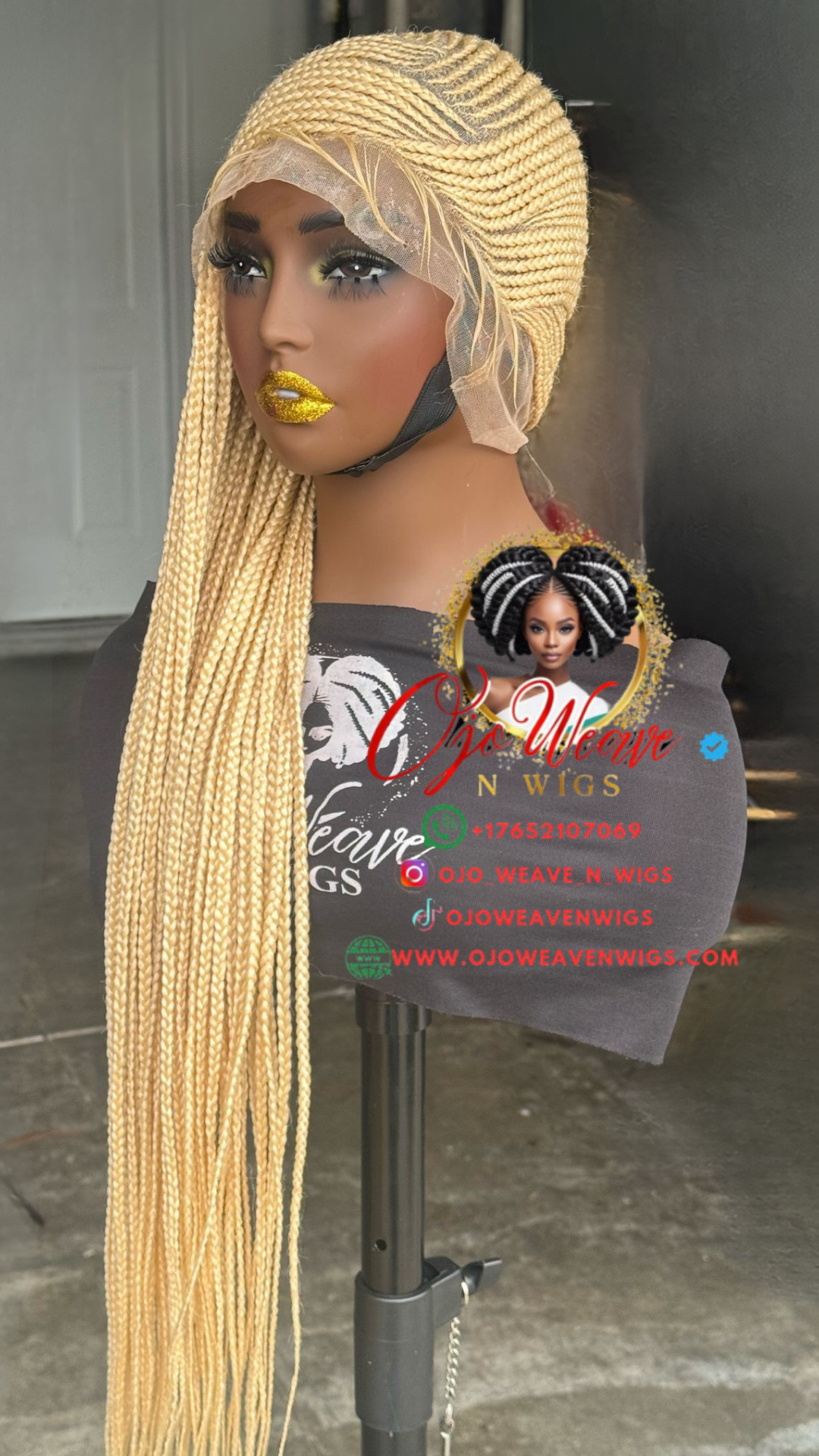 Human Hair Blonde Lemonade Braids - Full Lace, 26/28" - Ready to Ship