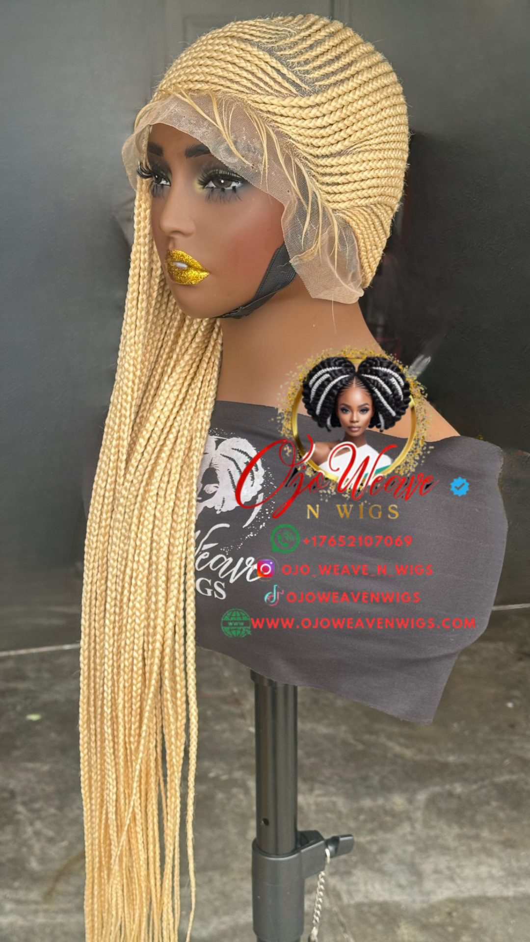 Human Hair Blonde Lemonade Braids - Full Lace, 26/28" - Ready to Ship