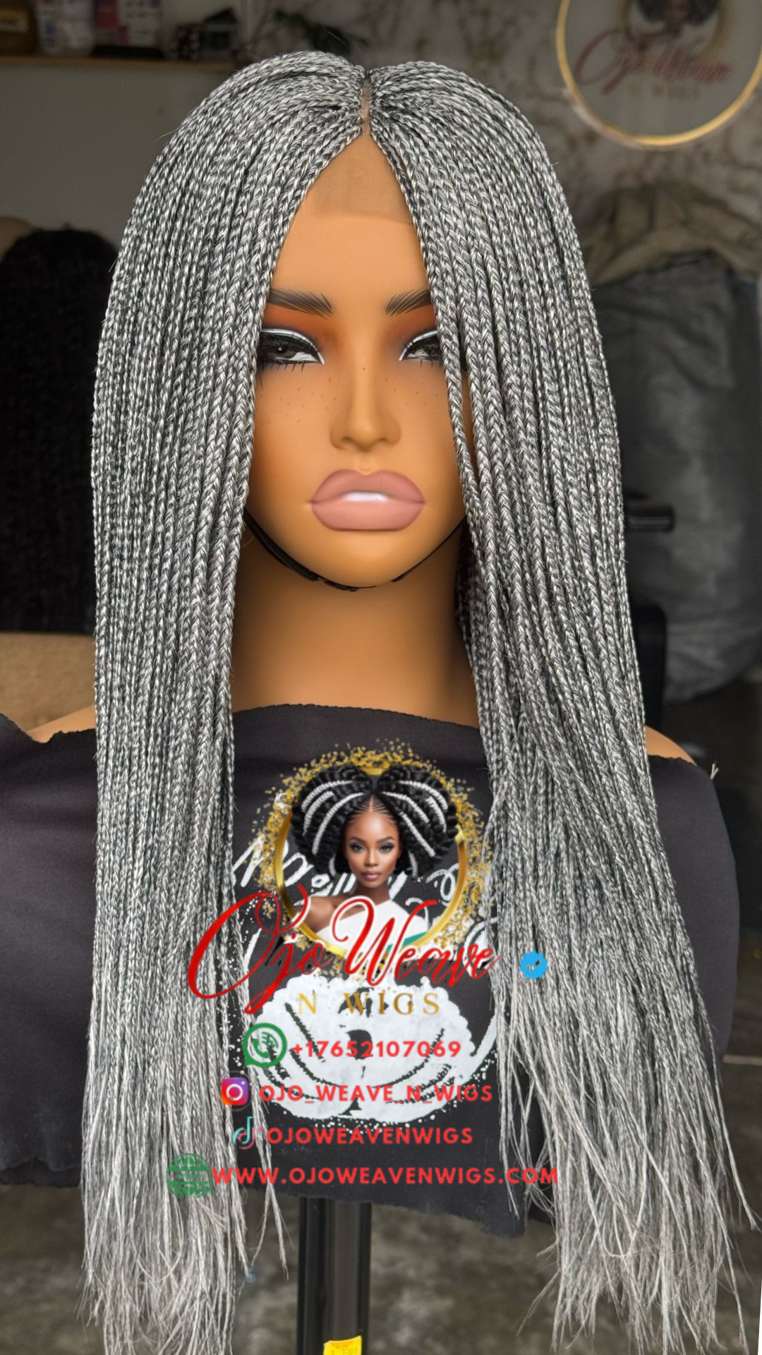 Liz Unit: 14" Grey Micro Braid Wig - Pre Order