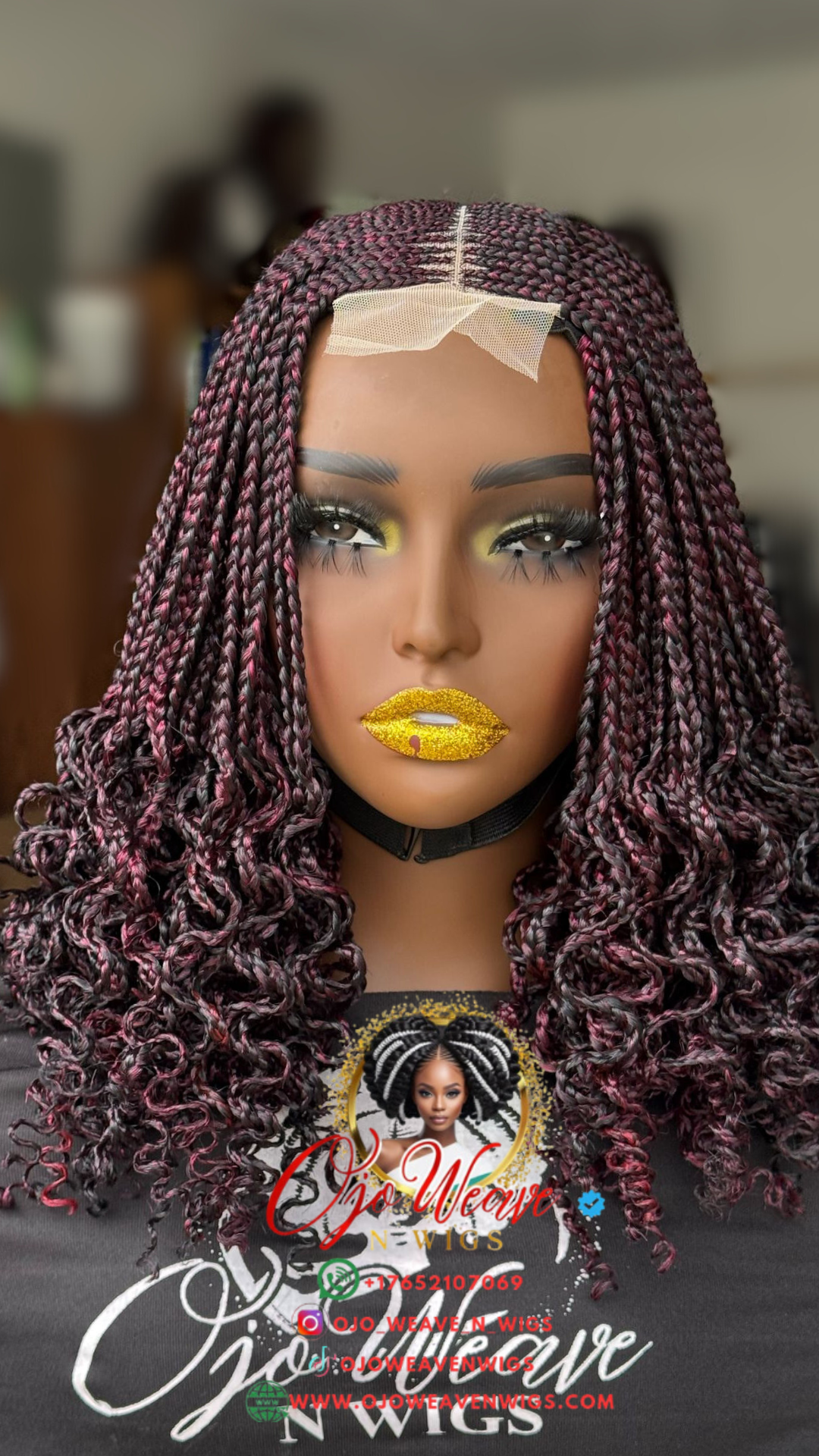 Bianca Curls Highlighted Burgundy: Ready to Ship