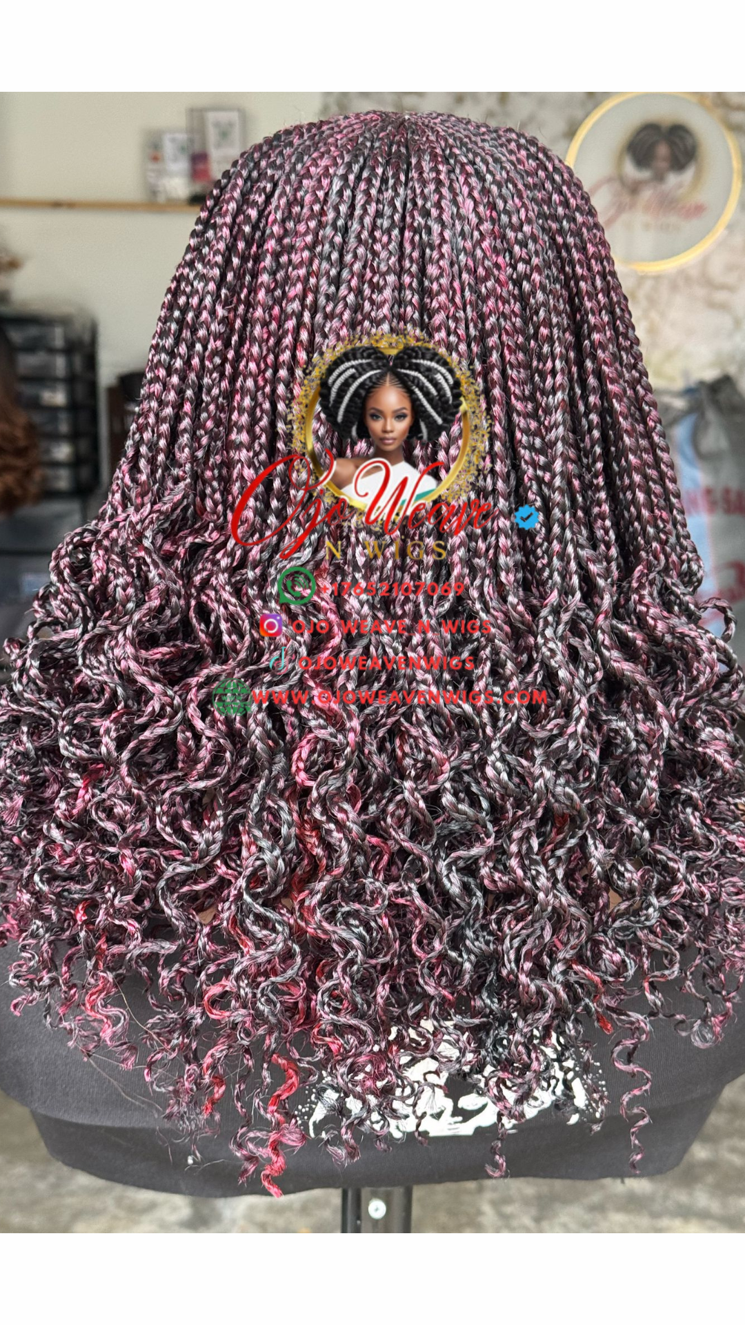 Bianca Curls Highlighted Burgundy: Ready to Ship
