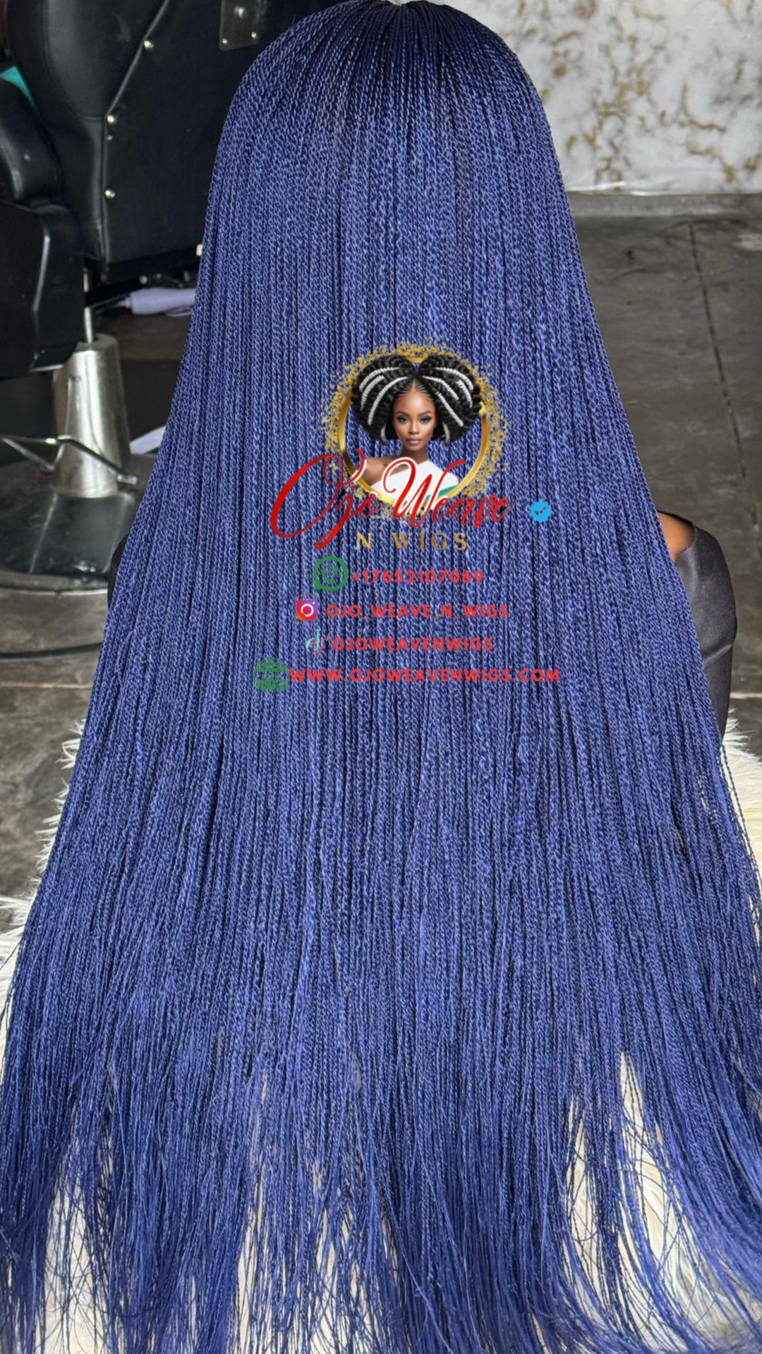 Water Dark Blue Wig - 28 Inch, Ready to Ship