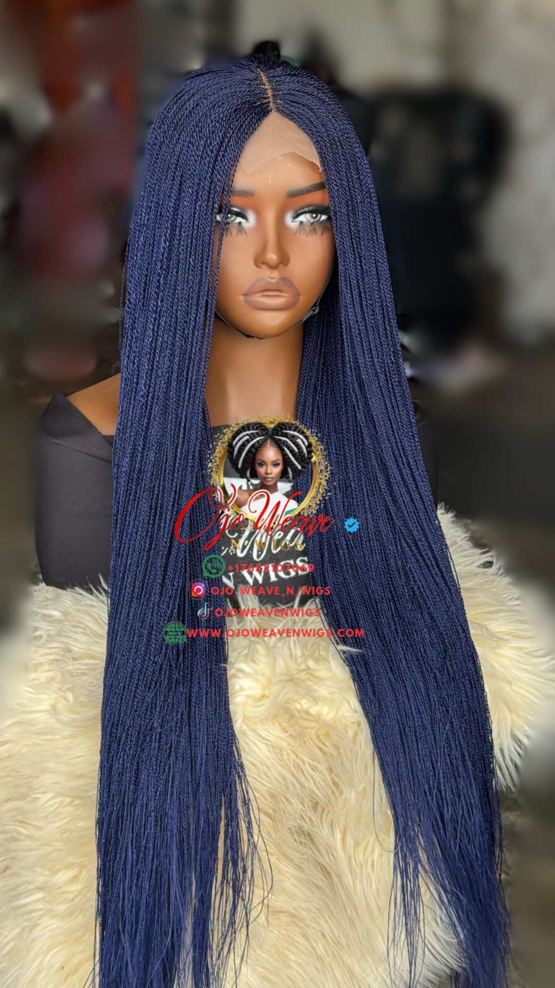 Water Dark Blue Wig - 28 Inch, Ready to Ship