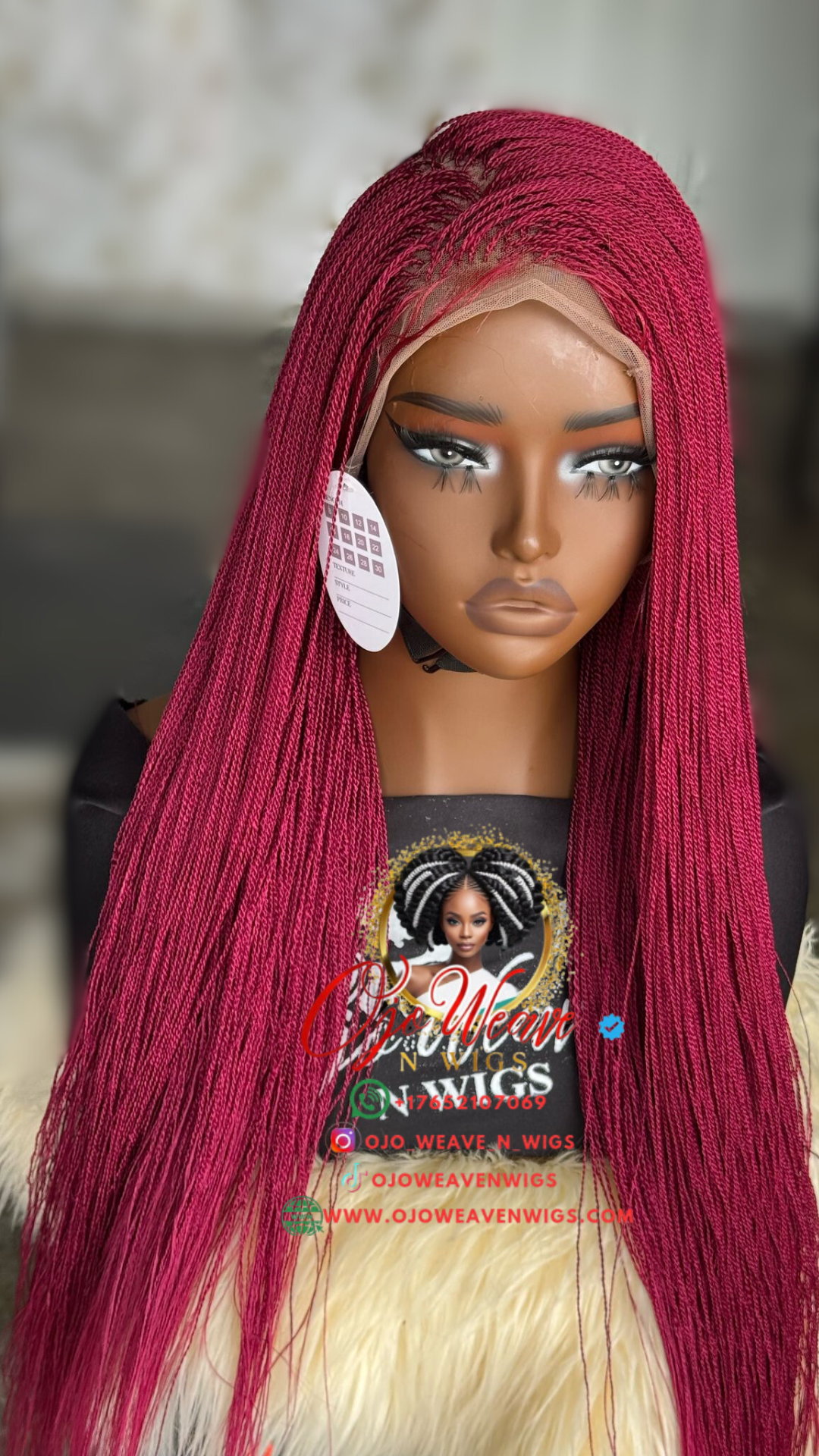 Flaky Unit - 360 Lace Micro Twisted Wig: Color Burgundy