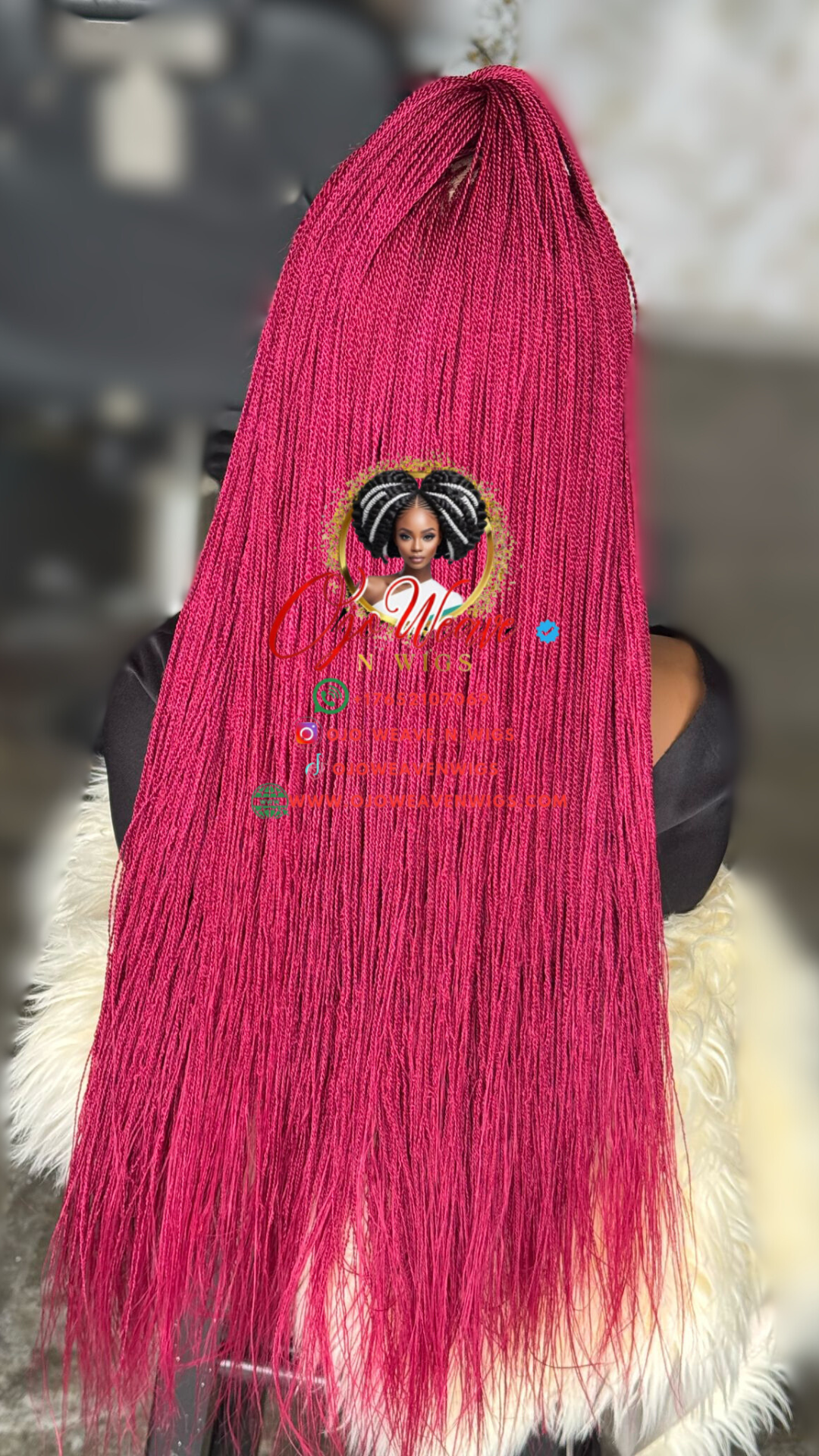 Flaky Unit - 360 Lace Micro Twisted Wig: Color Burgundy