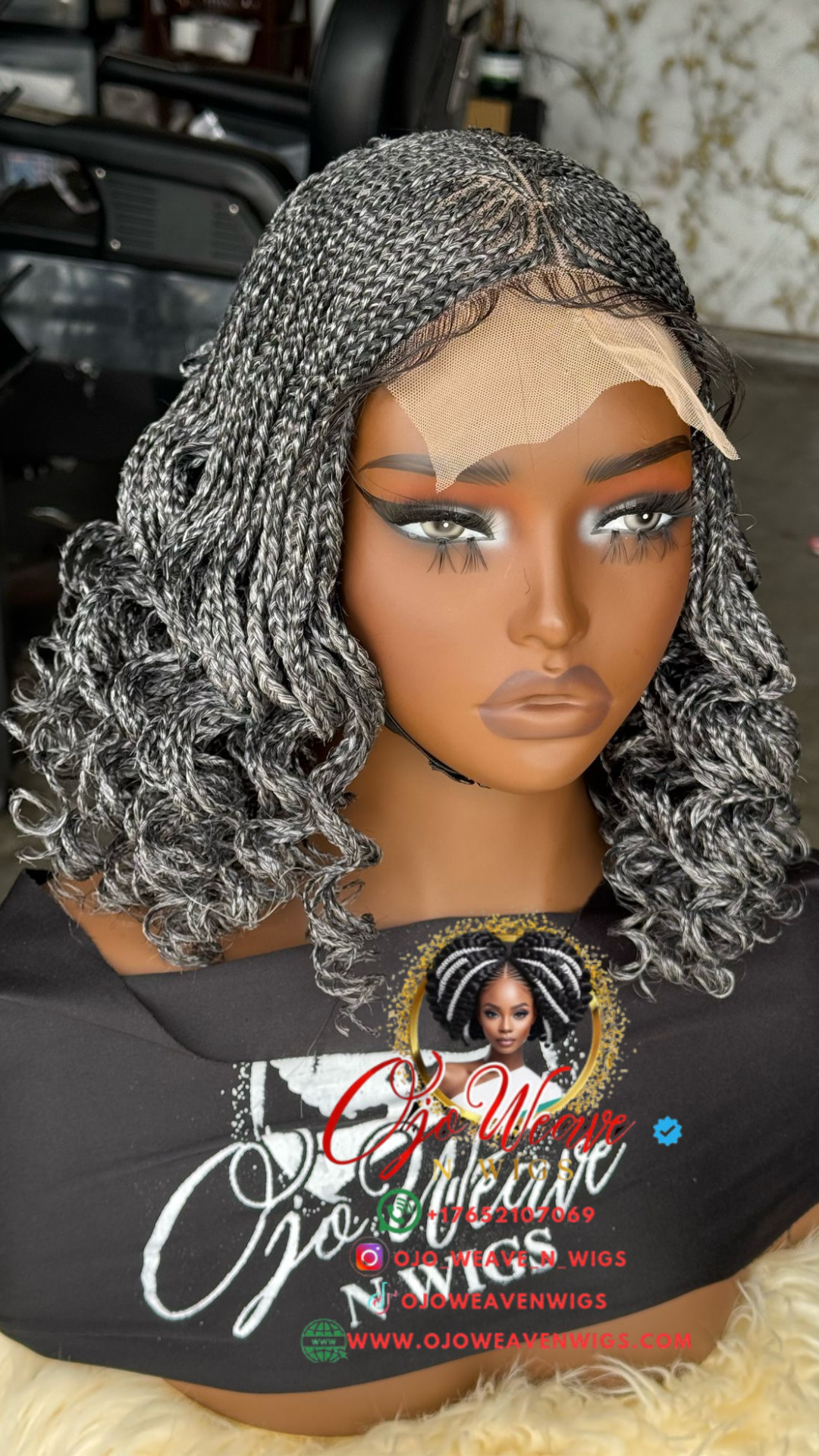 Ava Unit - Salt & Pepper Curly Wig: Made to Order