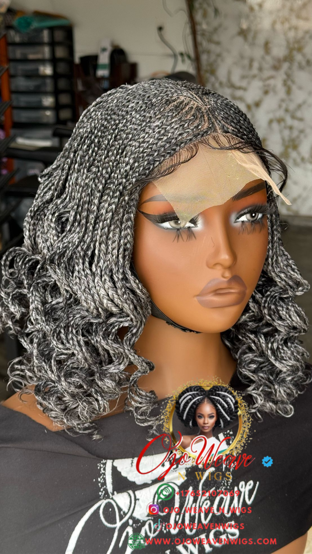 Ava Unit - Salt & Pepper Curly Wig: Made to Order