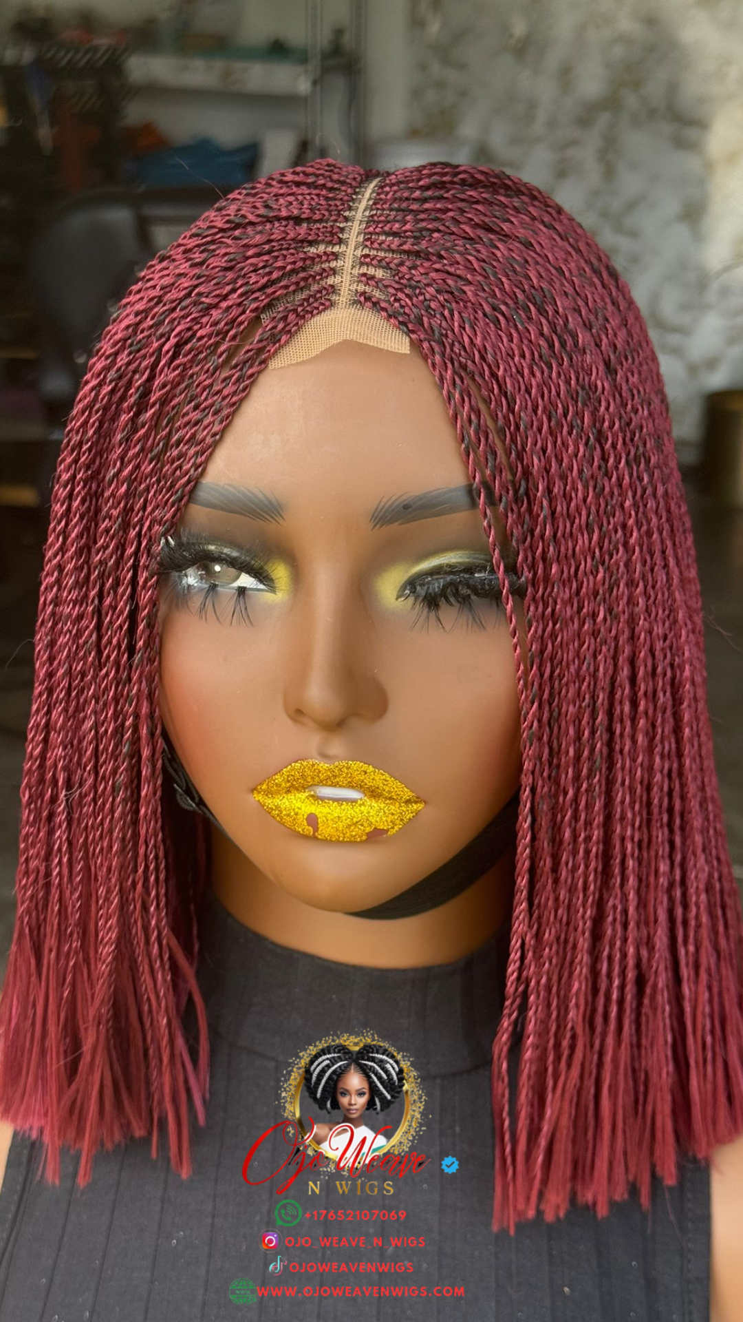 Komiko Burgundy 12-inch Bob Wig - Ready to Ship