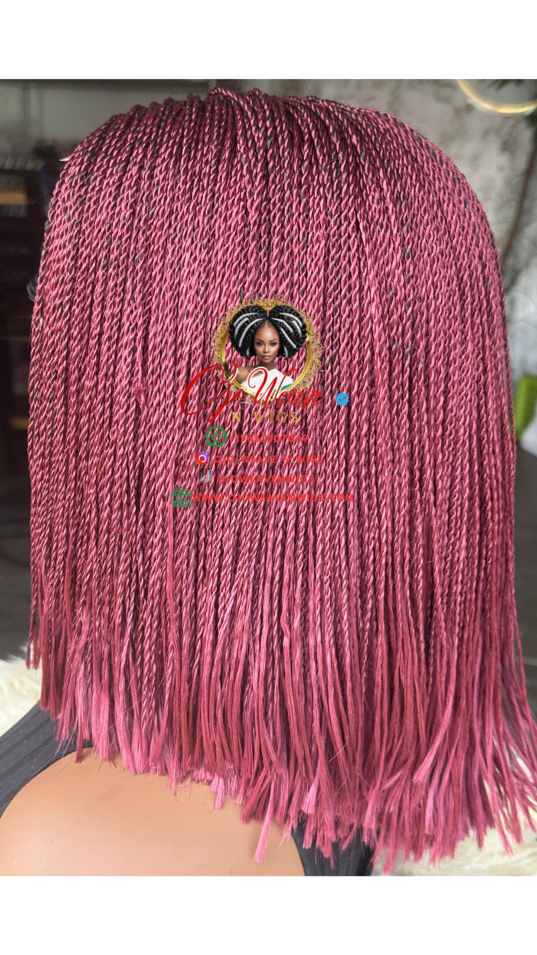 Komiko Burgundy 12-inch Bob Wig - Ready to Ship