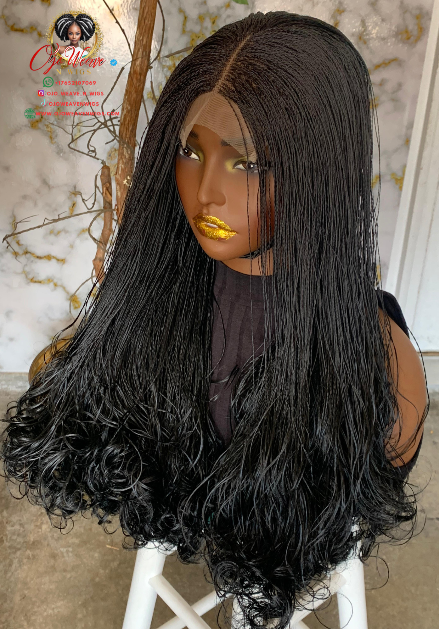 Amena Wig: 22" Black Human Lace 4x4 Closure | Ready-to-Ship