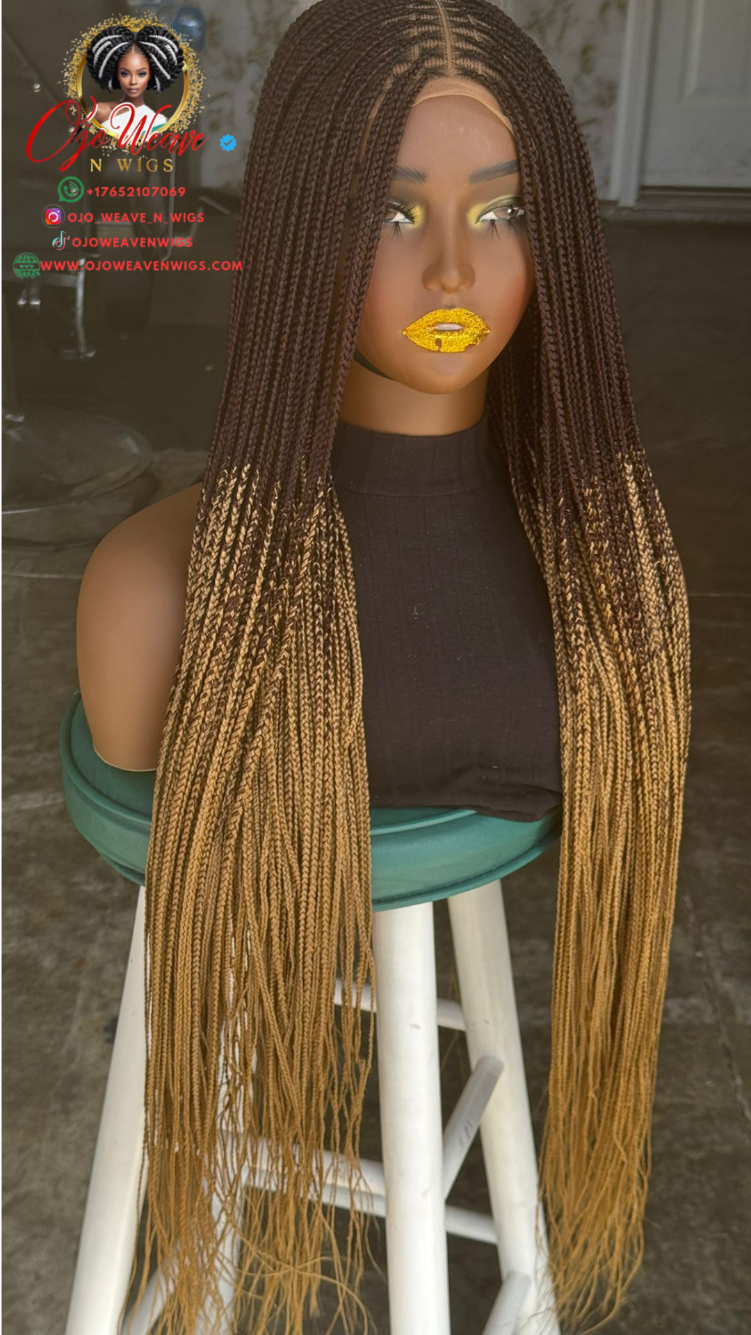 28" 5x5 Closure Knotless Braided Wig - Ready to Ship