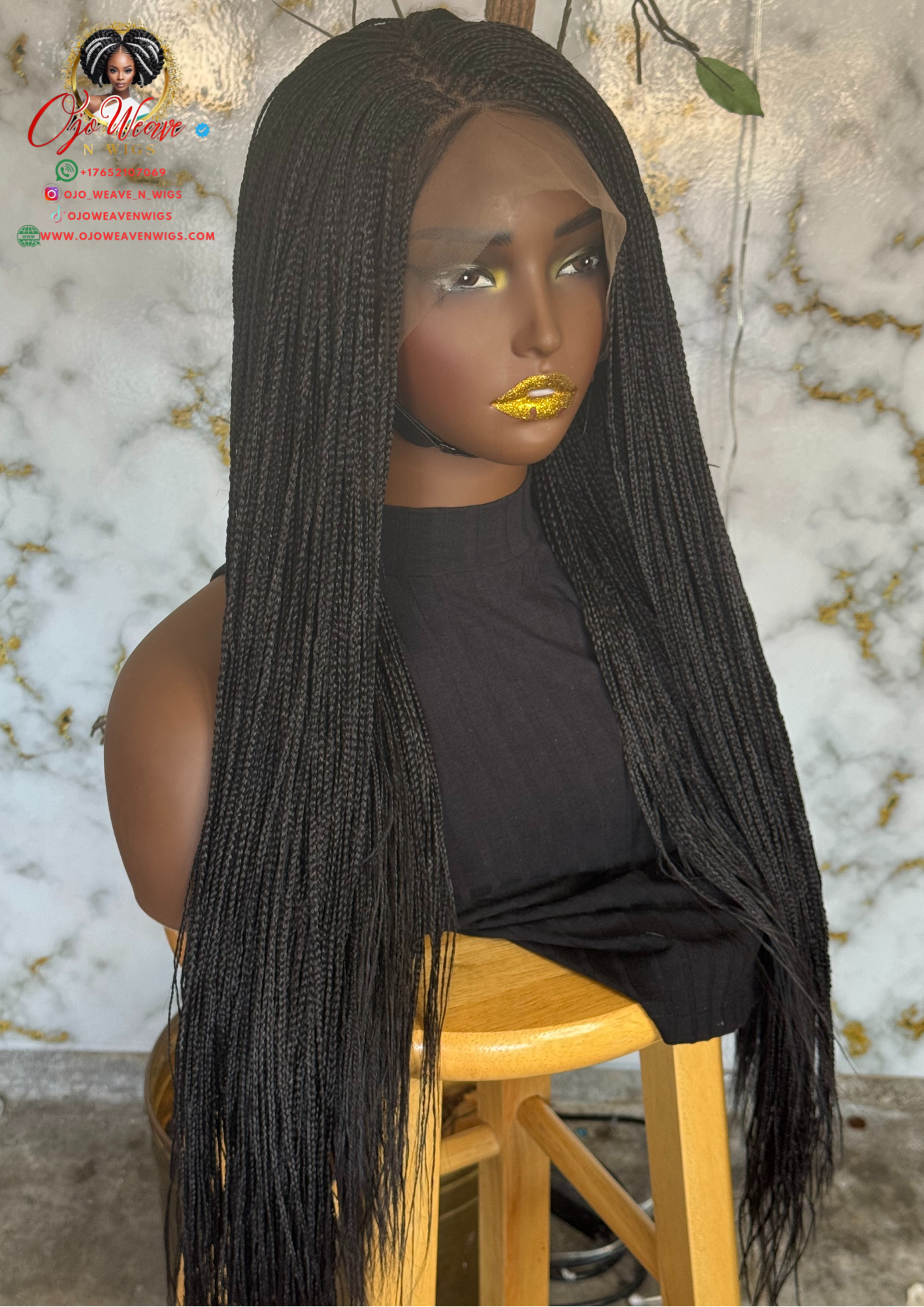 Full Lace Micro Braids Wig | Made to Order 24/26 Inch | Color 1B