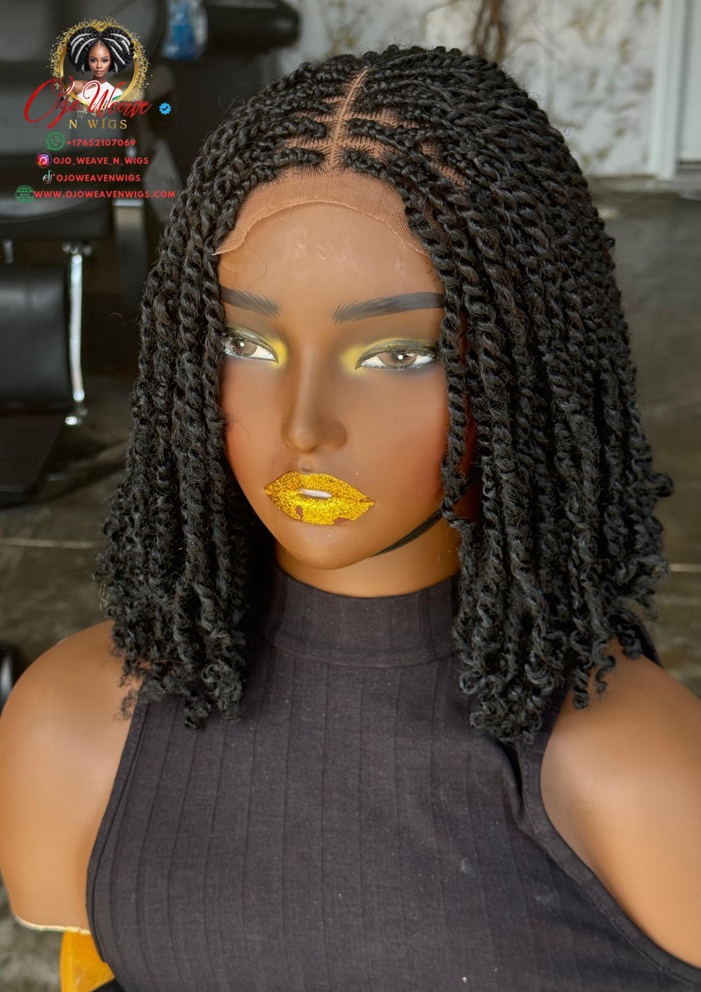Kinky Twist Wig | 10-Inch Ready to Ship Glueless Closure Wig