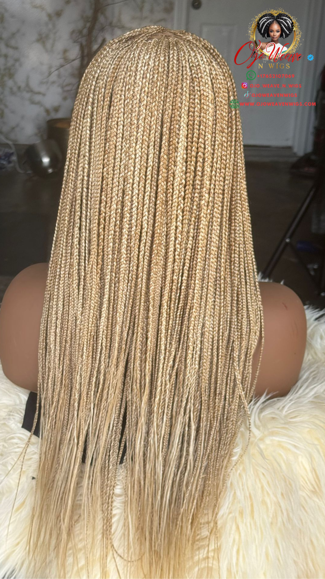 Glueless Knotless Braids Wig - 18-20 Inch Closure, ready to wear