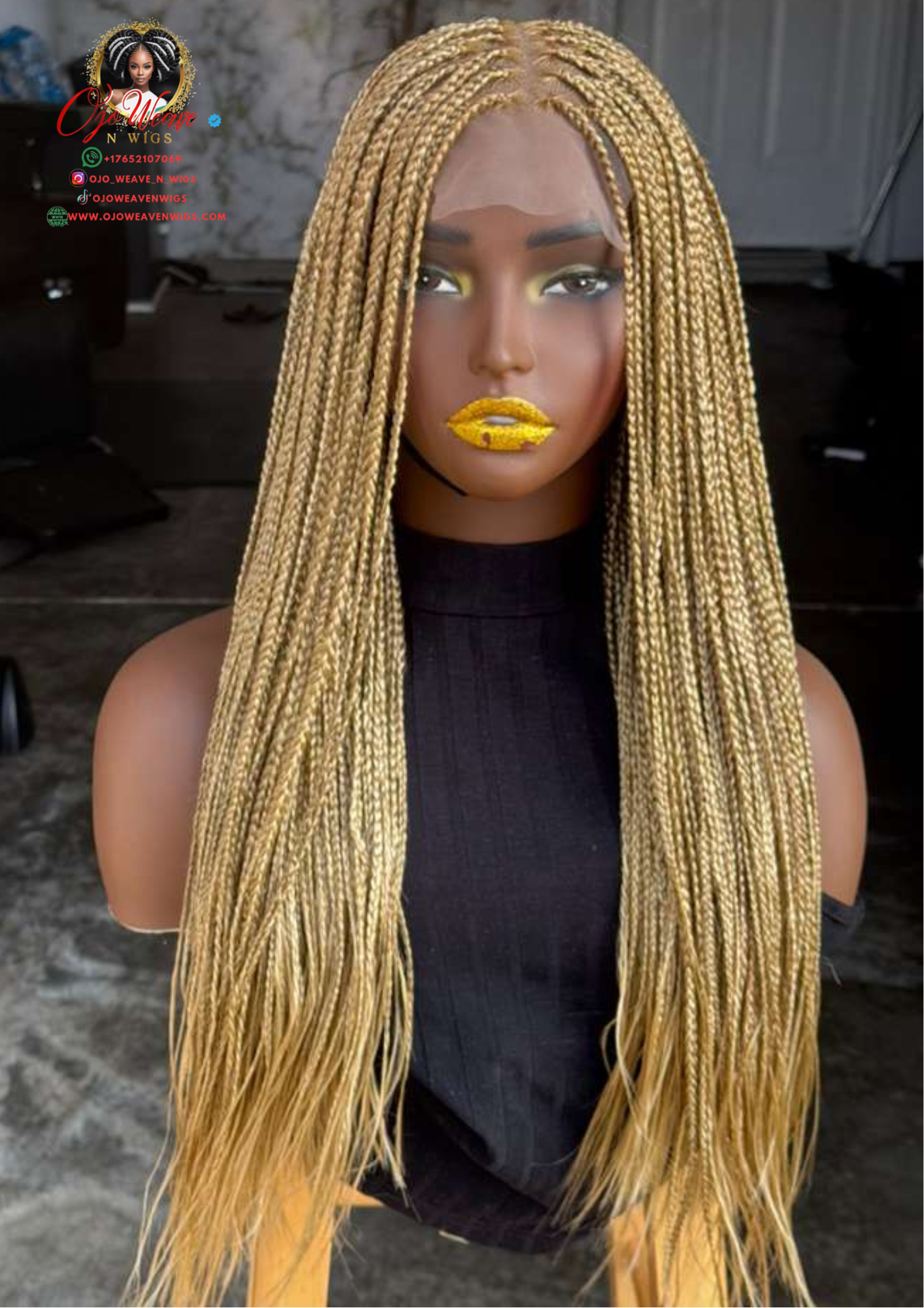 Made to Order Knotless Braids Wig | 3x6 Lace Closure in Color 27/613