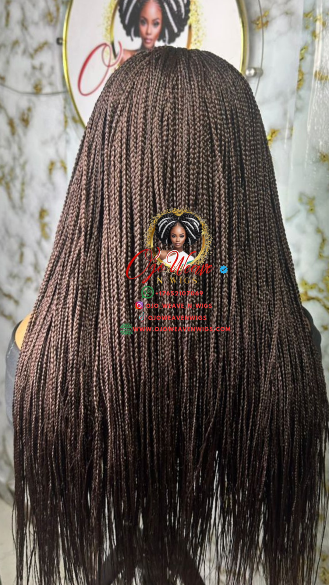 20-22" Micro Braid Sara Unit - Ready to Ship Braided Wig