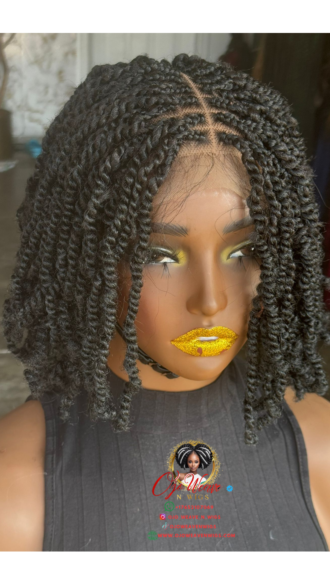 Glueless Kinky Twist Wig - Ready to Ship 8/10 Inch Closure