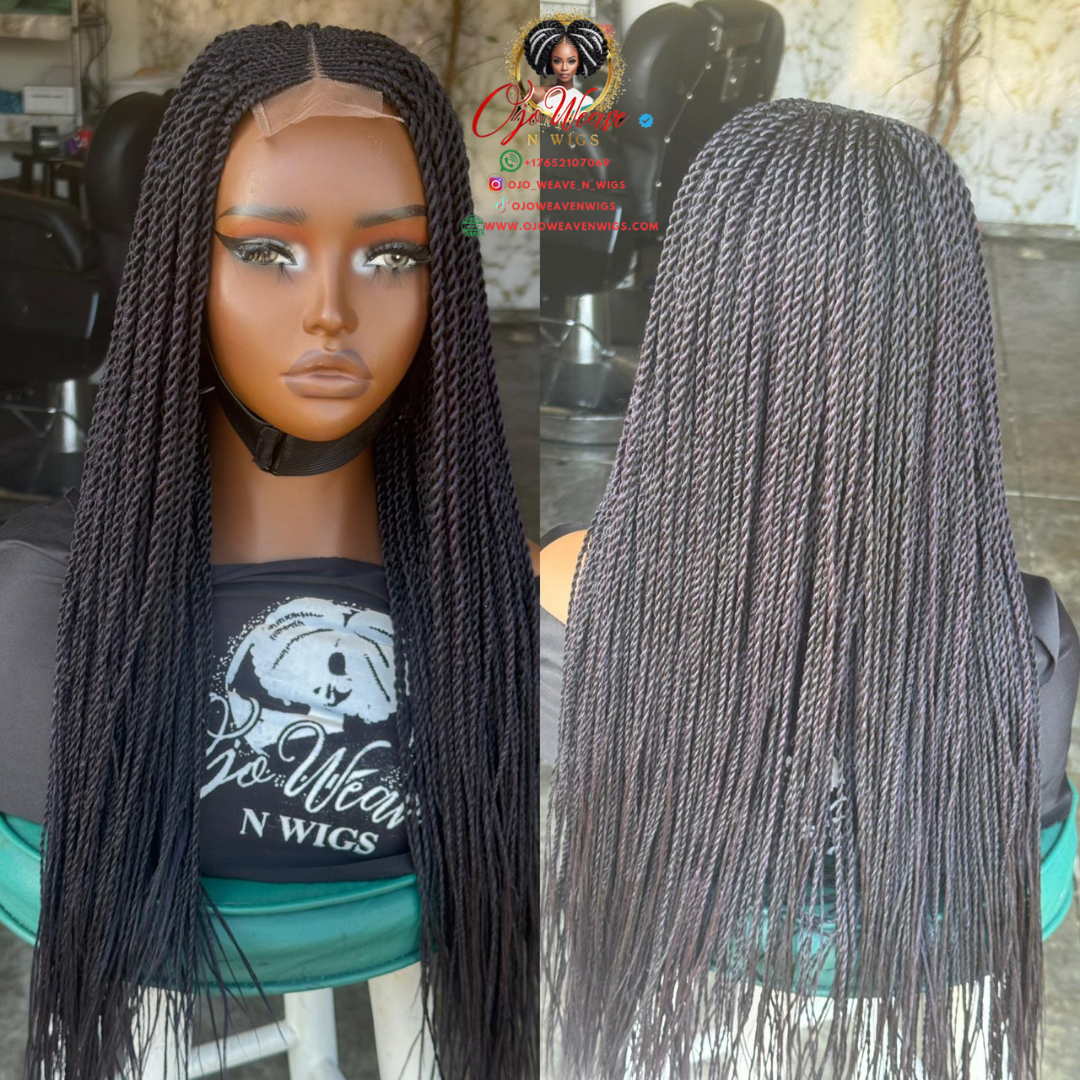 Glueless Cornrow Twist Wig - Ready to Ship