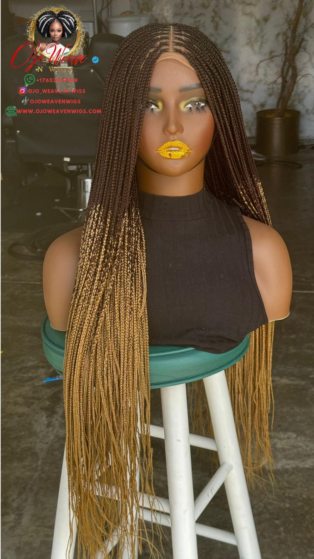 28" 5x5 Closure Knotless Braided Wig - Ready to Ship