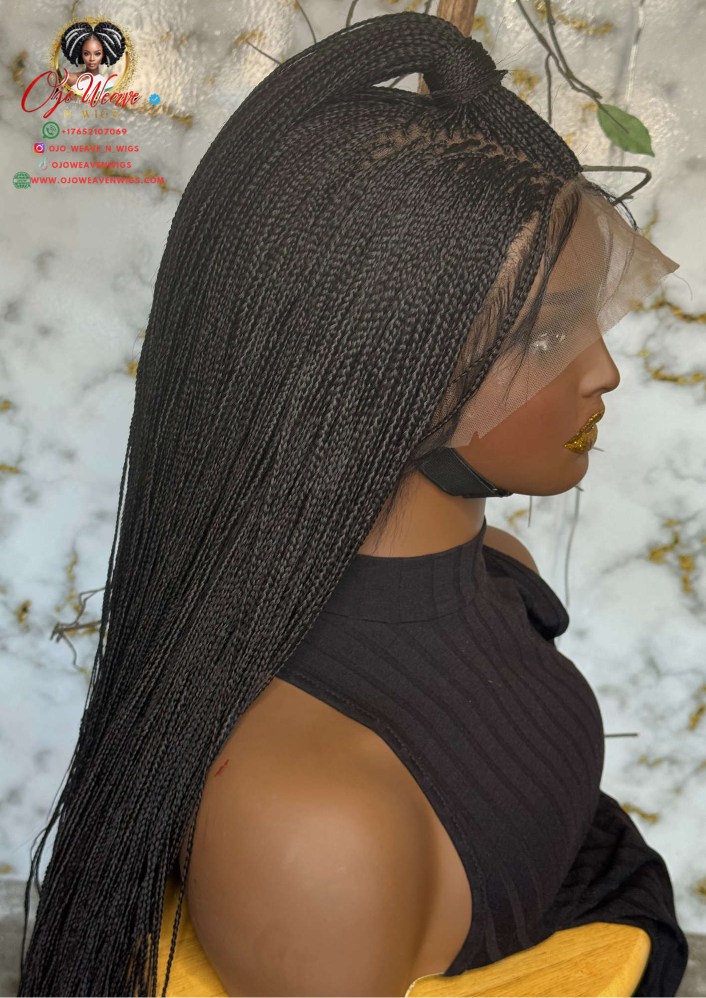 Full Lace Micro Braids Wig | Made to Order 24/26 Inch | Color 1B