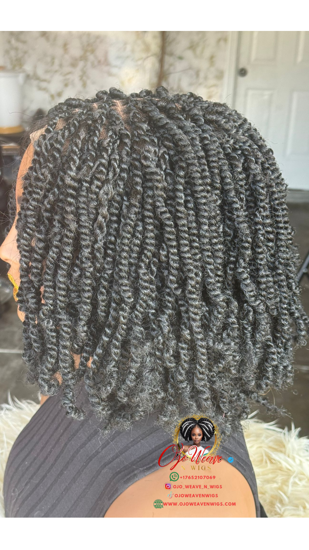 Glueless Kinky Twist Wig - Ready to Ship 8/10 Inch Closure