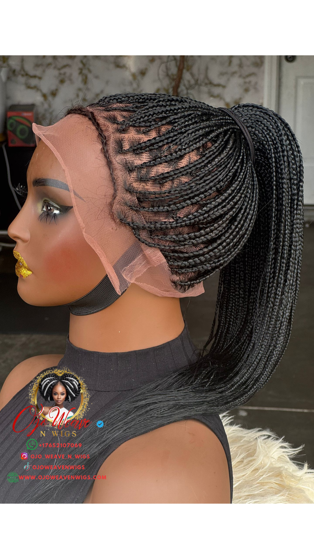 20-Inch Full Lace Knotless Braids Wig - Ready to Ship