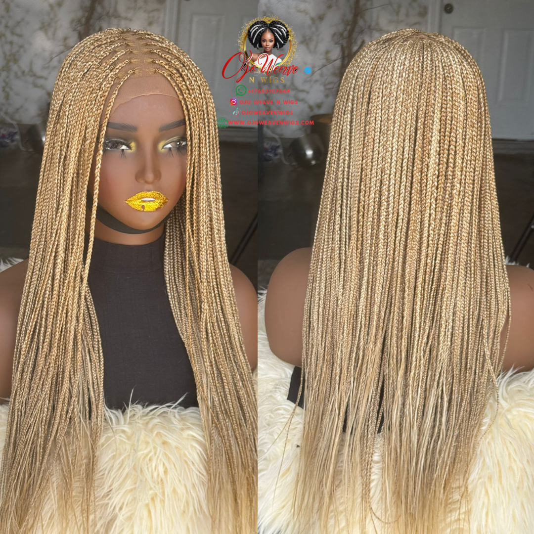 Glueless Knotless Braids Wig - 18-20 Inch Closure, ready to wear