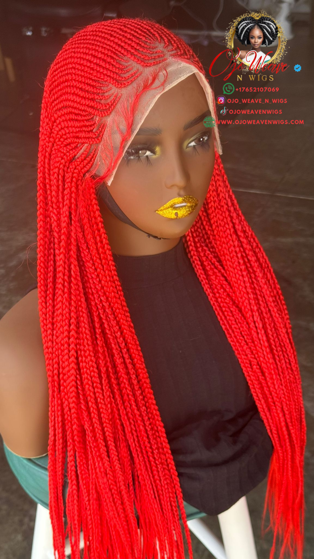 Lade Unit Red Braided Wig